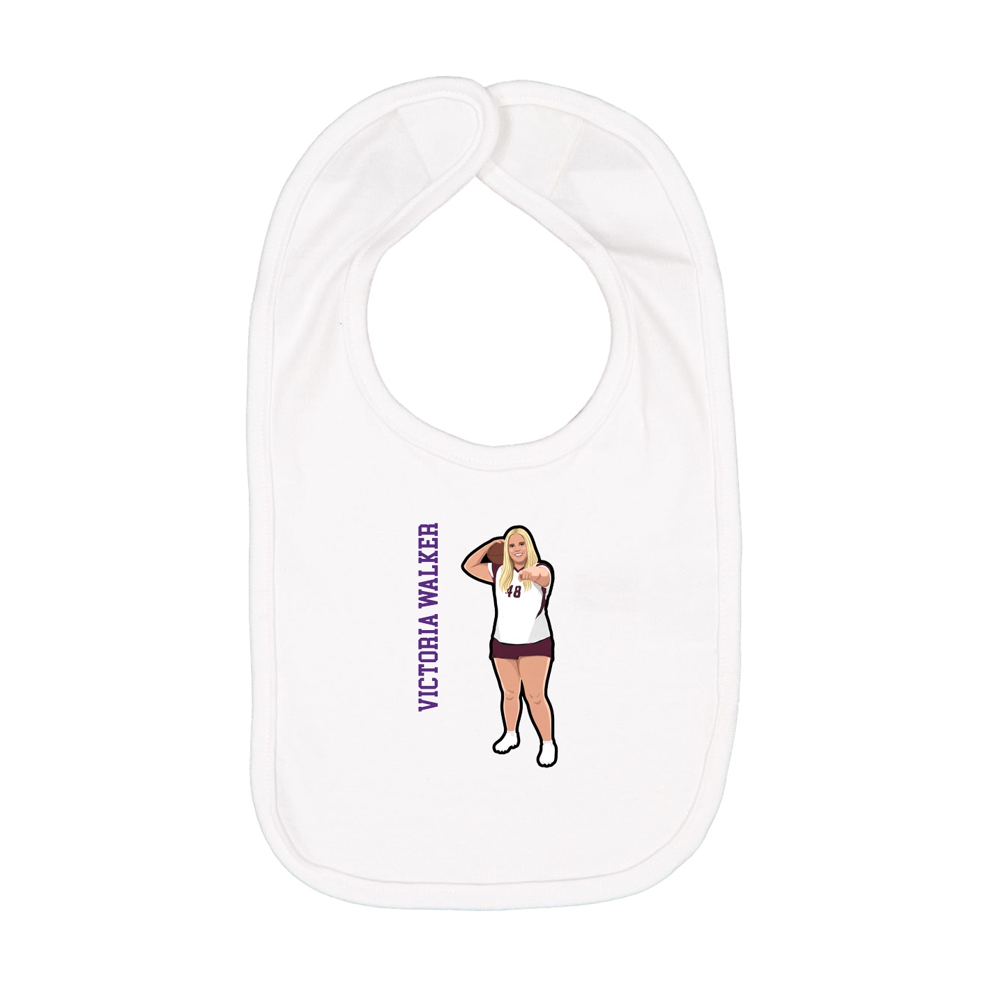 Infant Bib — Name Vertical in White