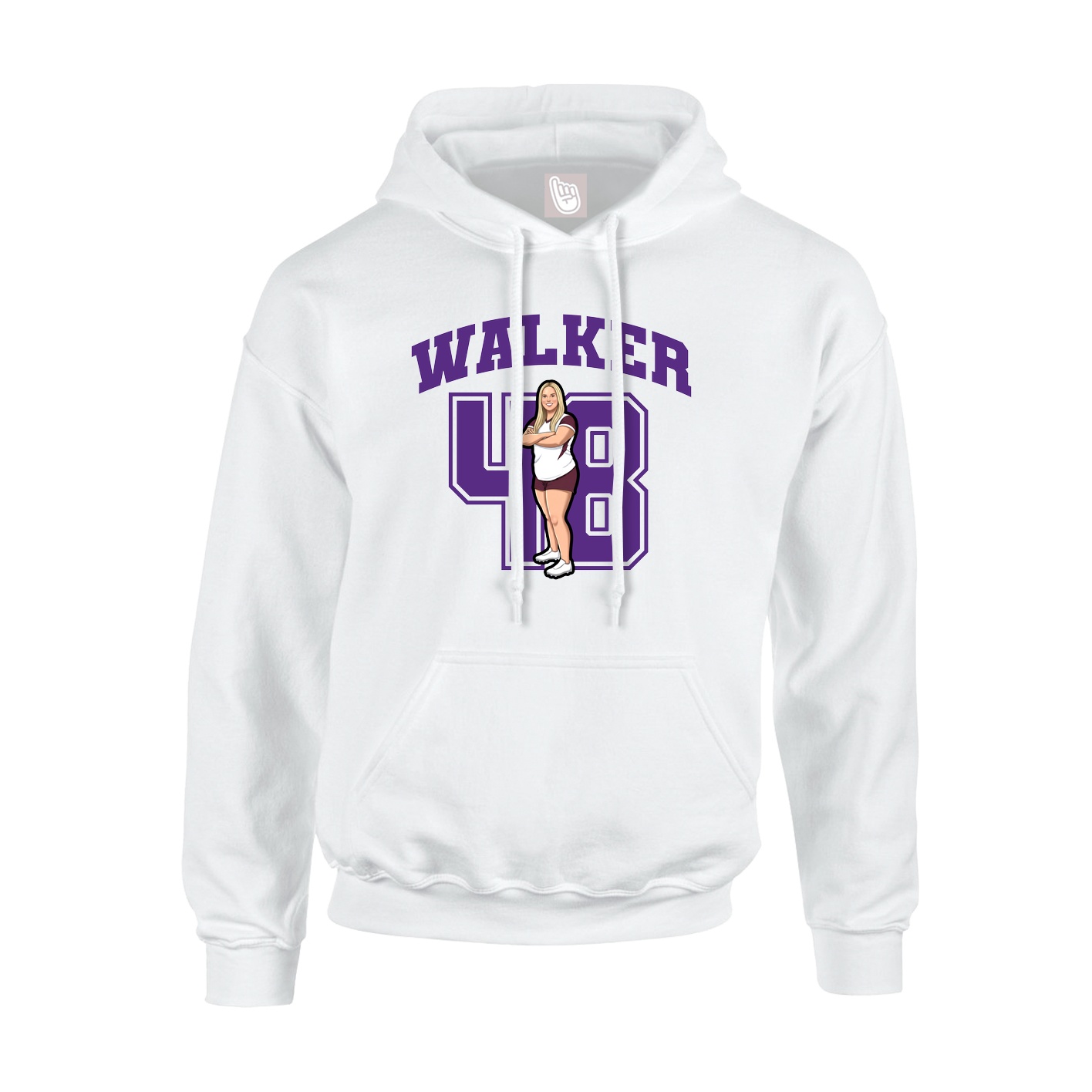 Youth Hoodie — Number in White
