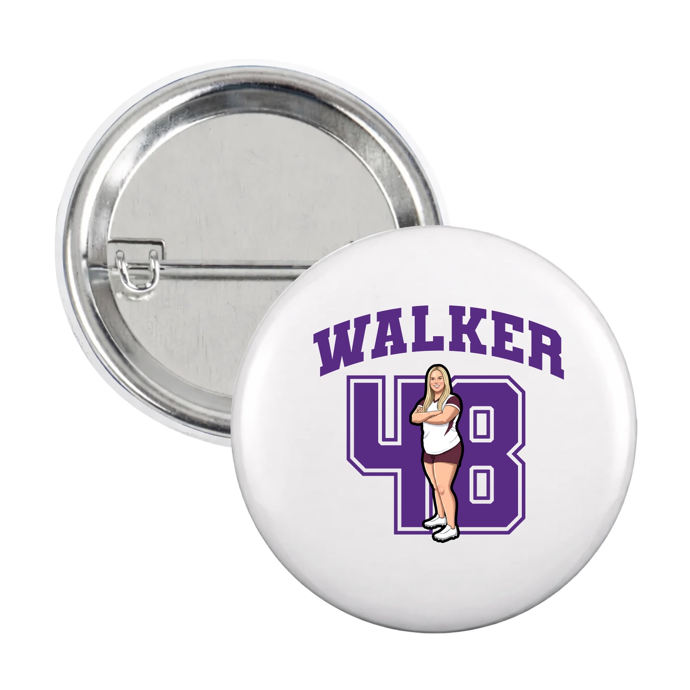 Game Day Button — Number in White