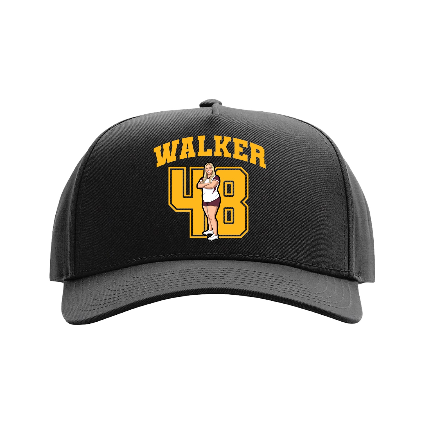 Full Fabric Five-Panel Champ Cap — Number in Black