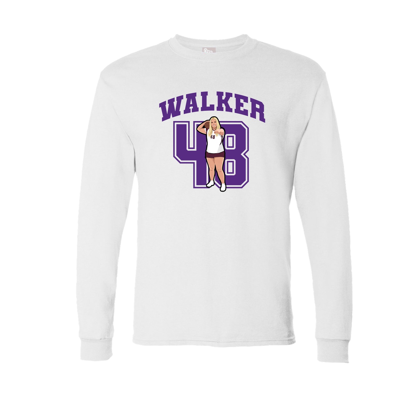 Long Sleeve Tee — Number in White