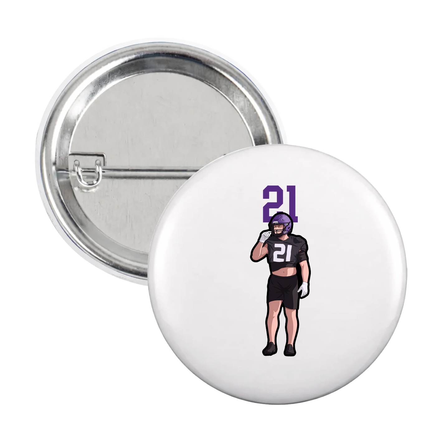 Game Day Button — Number Top in White