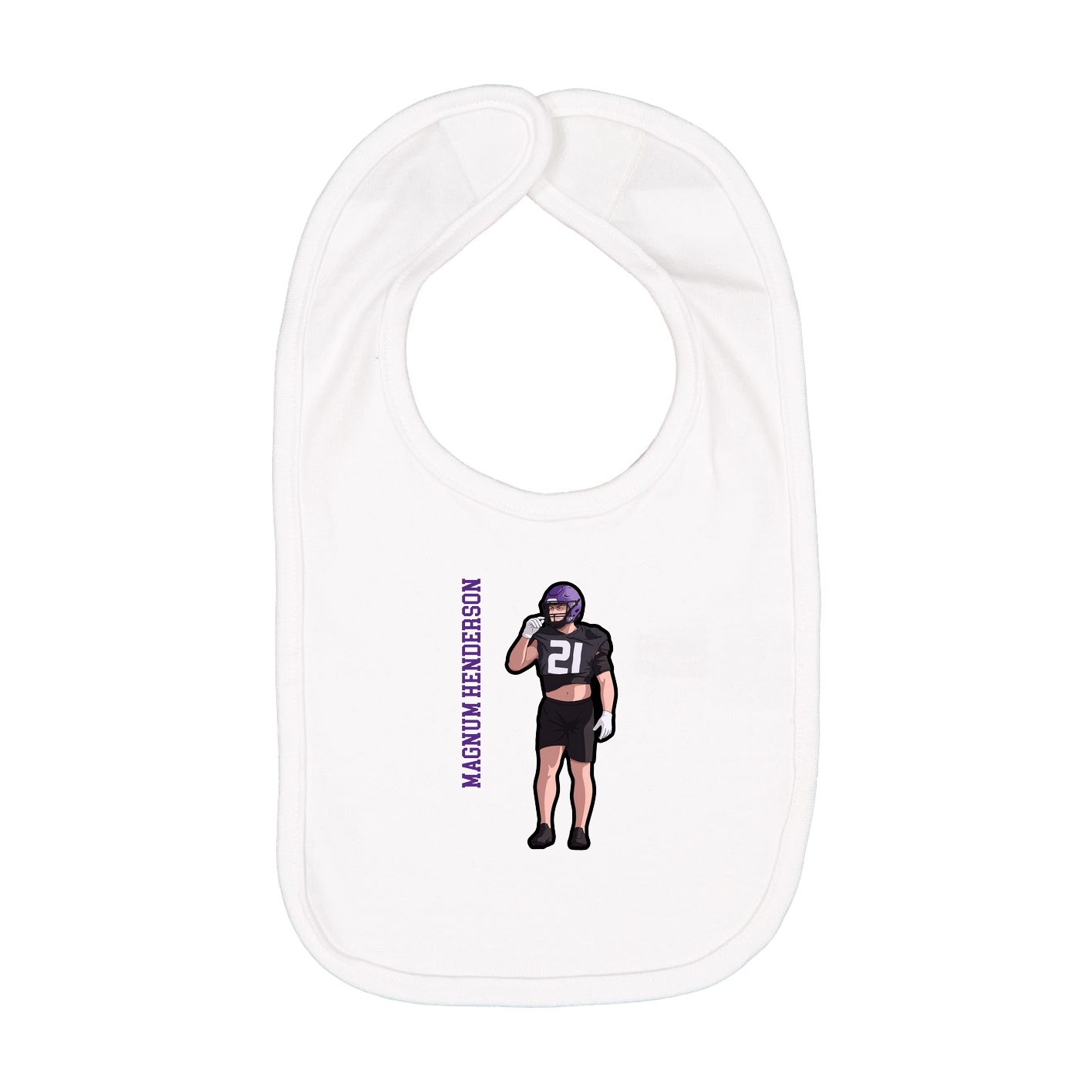 Infant Bib — Name Vertical in White