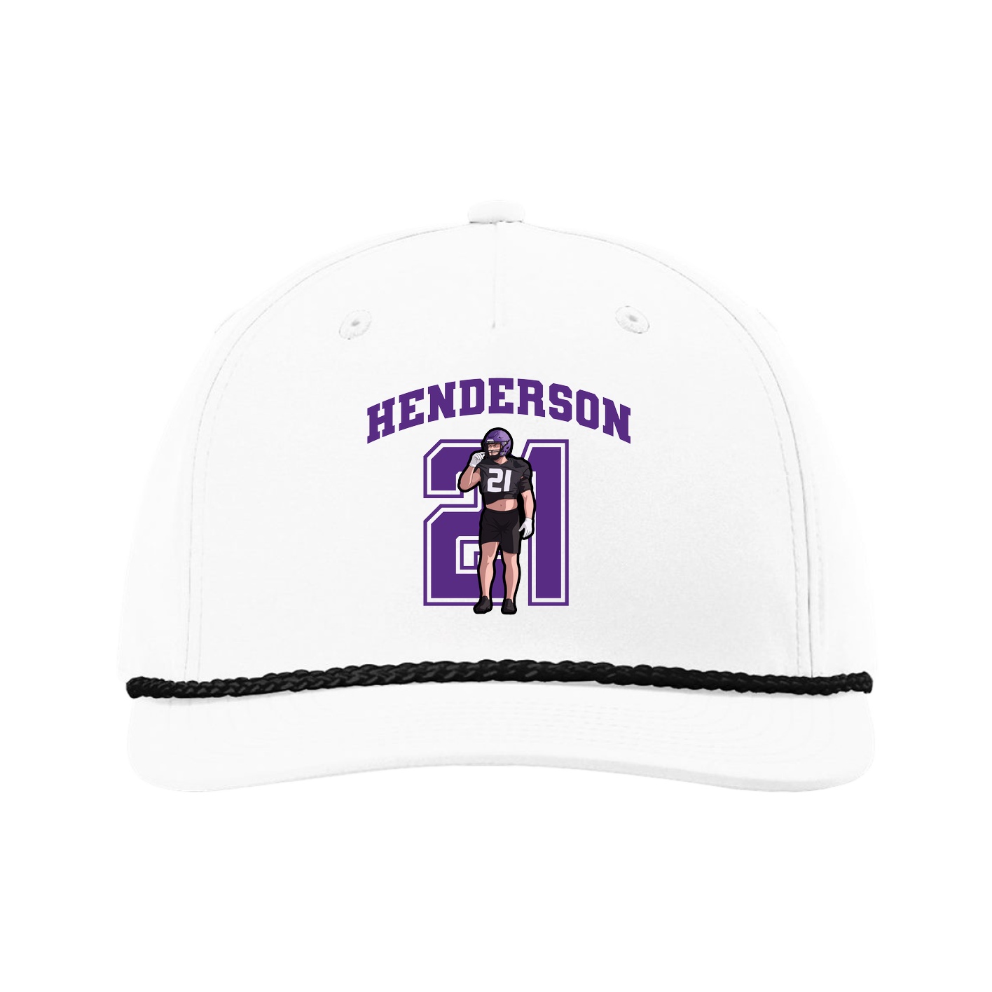 Five-Panel Classic Rope Cap — Number in White