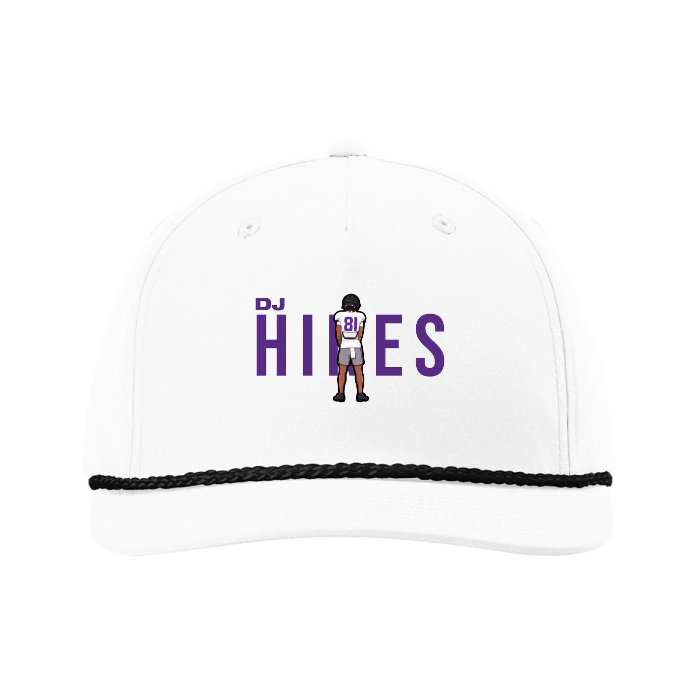 Five-Panel Classic Rope Cap — Player Name in White