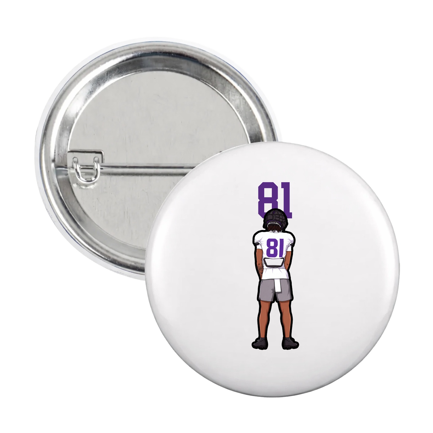 Game Day Button — Number Top in White