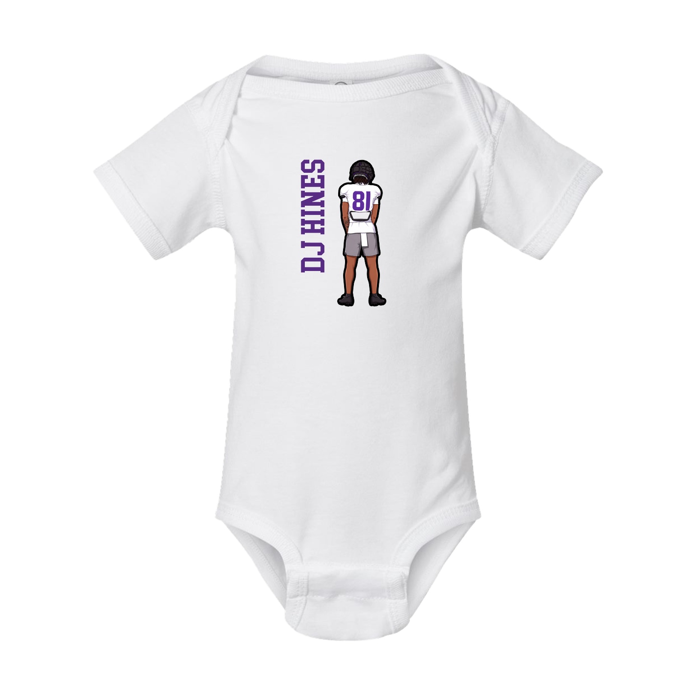 Baby Onesie — Name Vertical in White