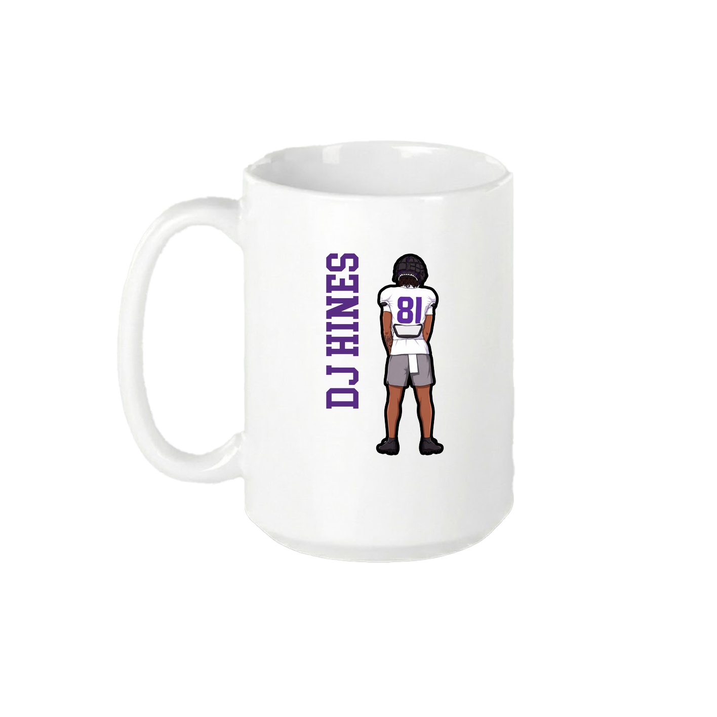 15oz Coffee Mug — Name Vertical in White