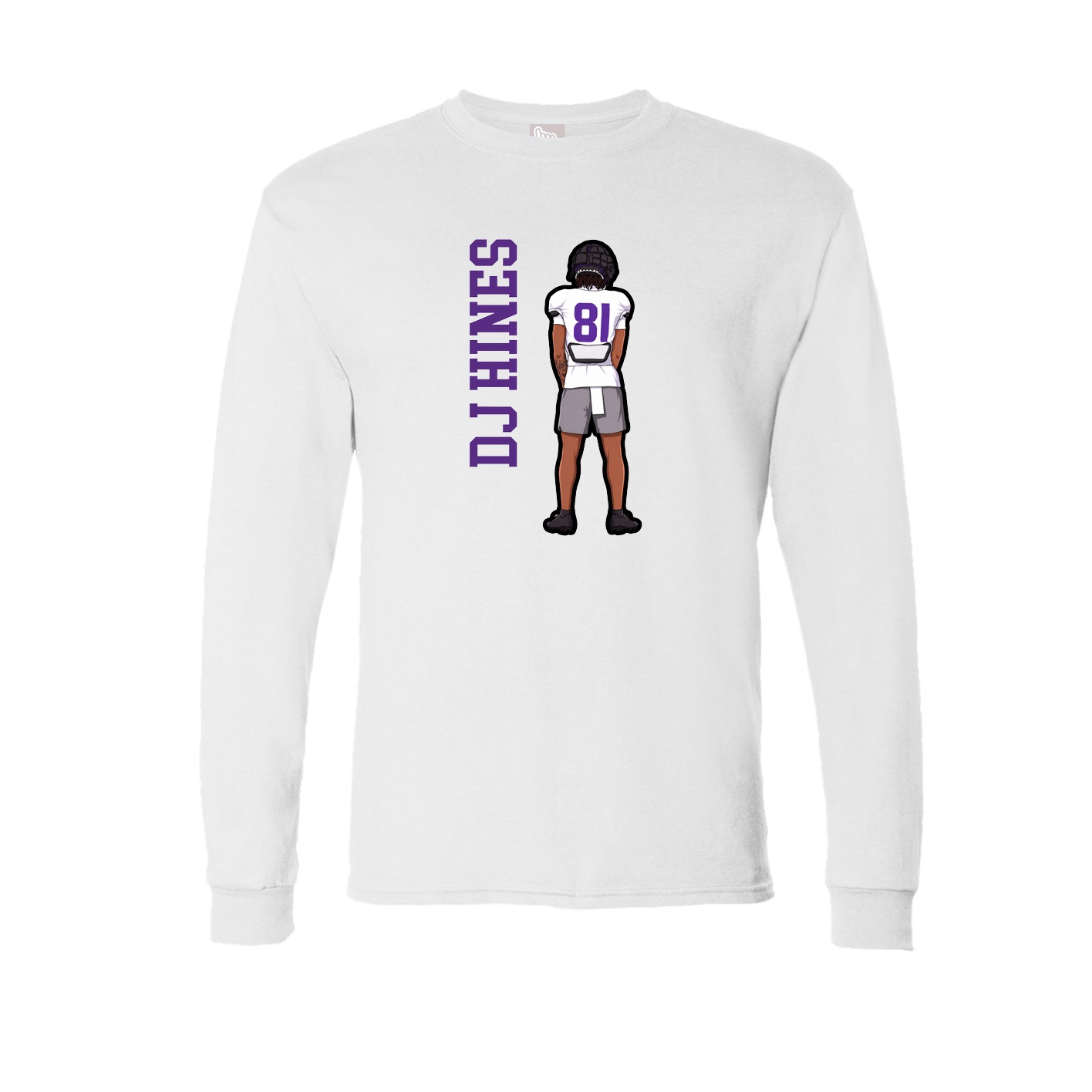 Long Sleeve Tee — Name Vertical in White