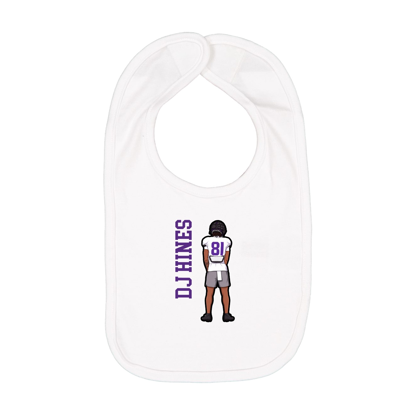 Infant Bib — Name Vertical in White