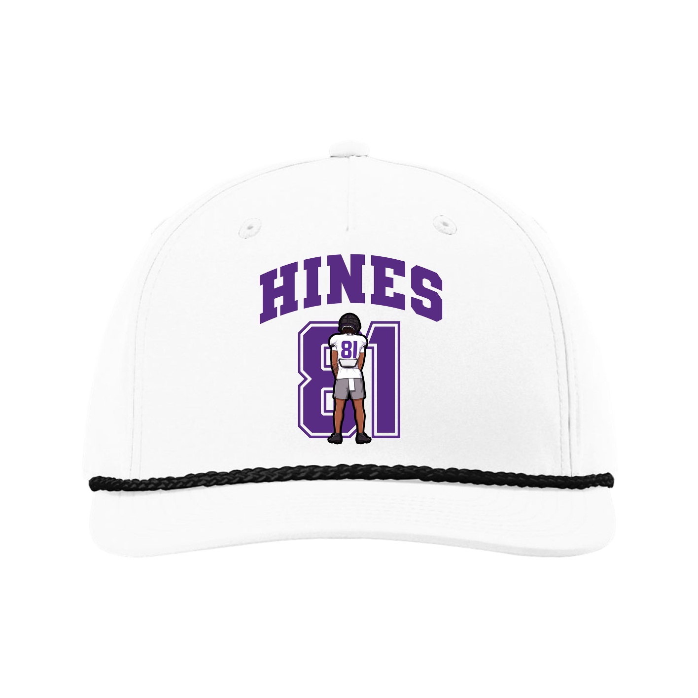 Five-Panel Classic Rope Cap — Number in White