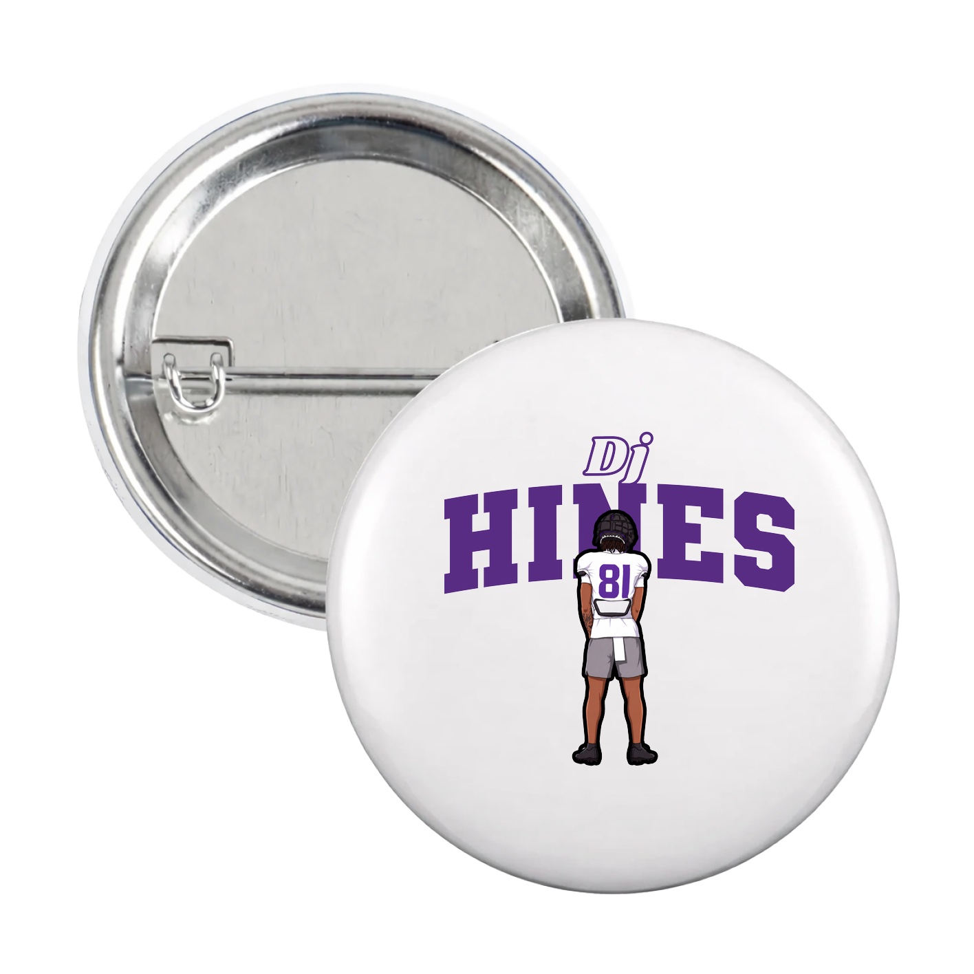Game Day Button — Name Arch in White