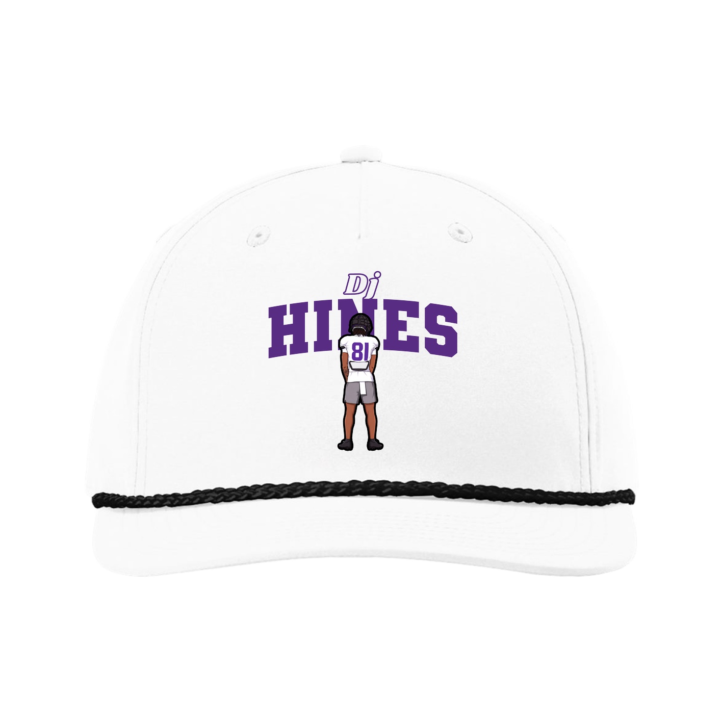 Five-Panel Classic Rope Cap — Name Arch in White