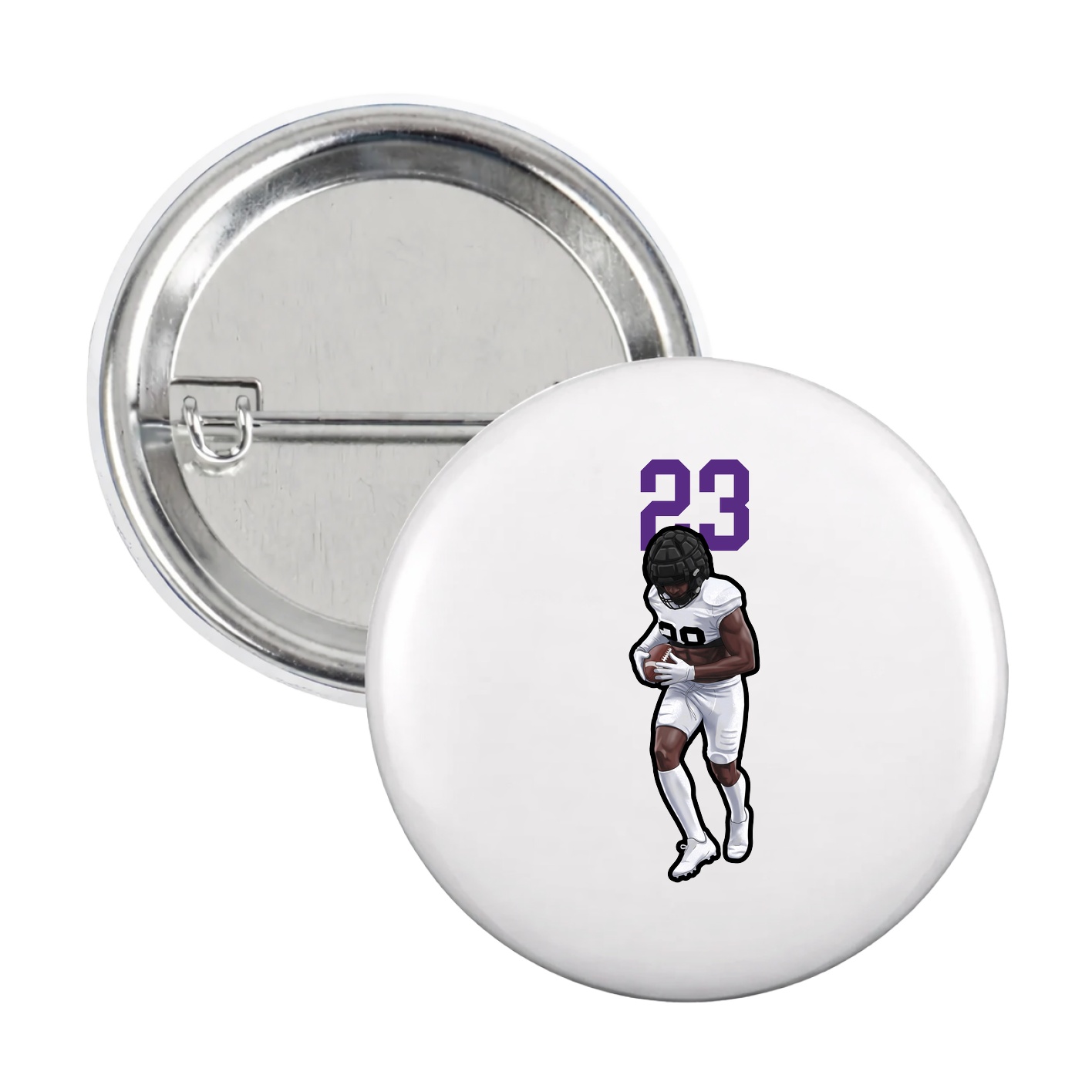 Game Day Button — Number Top in White