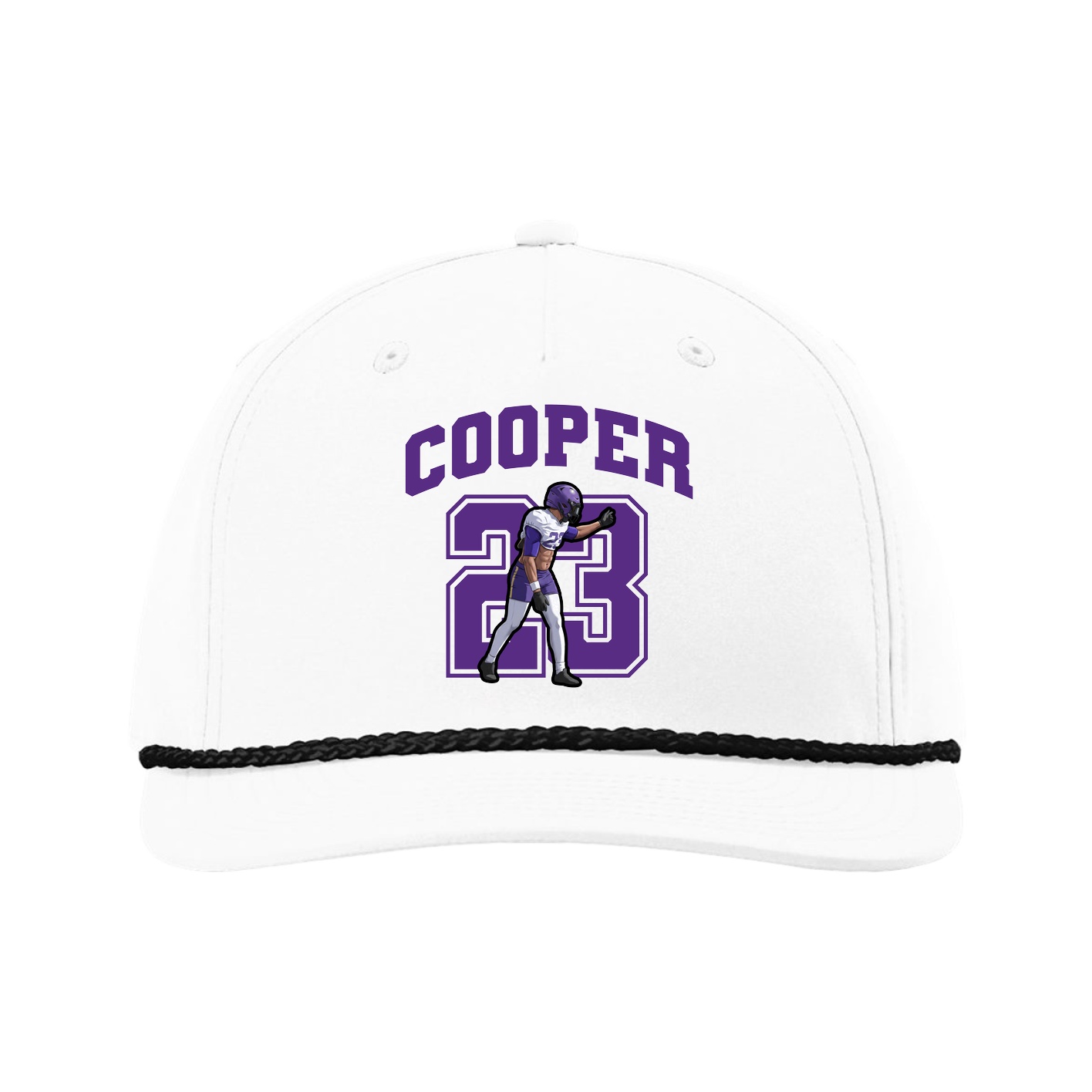 Five-Panel Classic Rope Cap — Number in White