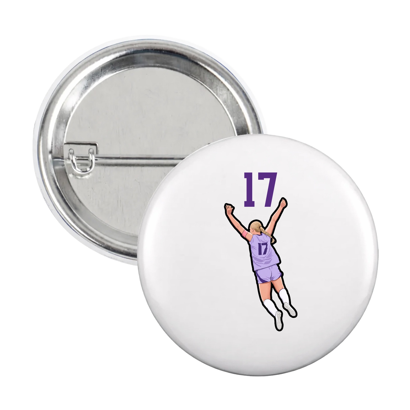 Game Day Button — Number Top in White