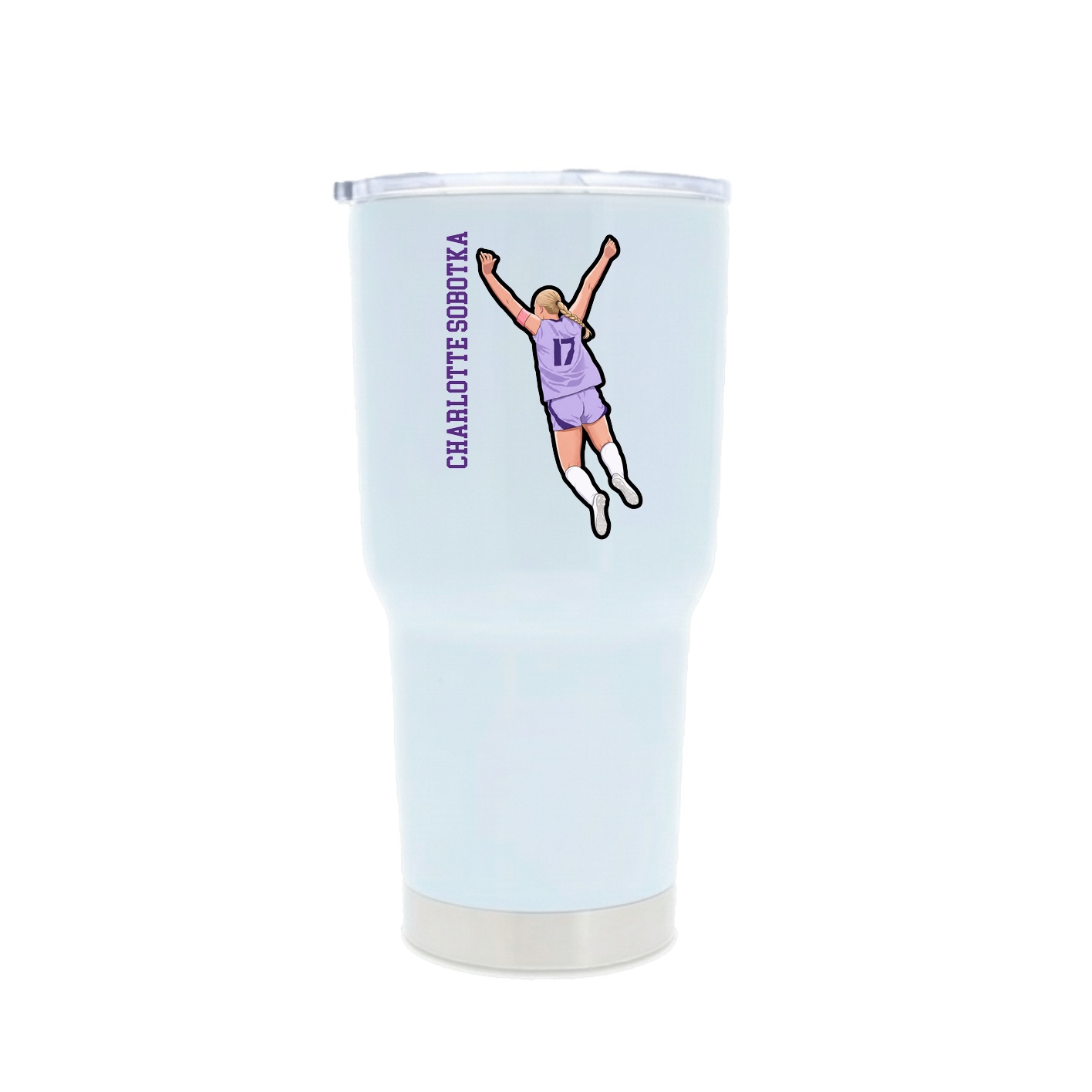 30oz Stainless Steel Tumbler — Name Vertical in White
