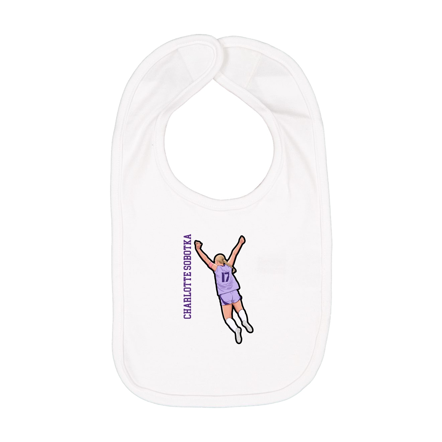 Infant Bib — Name Vertical in White