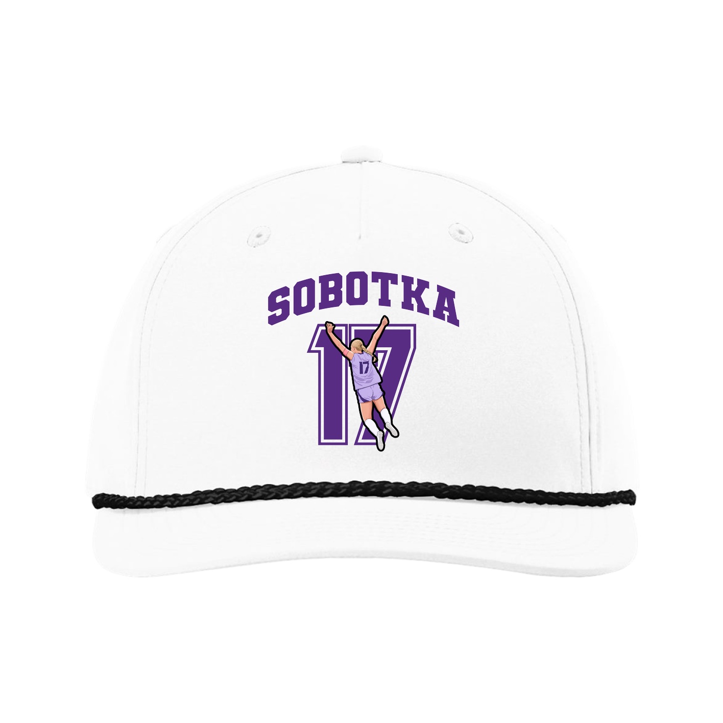 Five-Panel Classic Rope Cap — Number in White