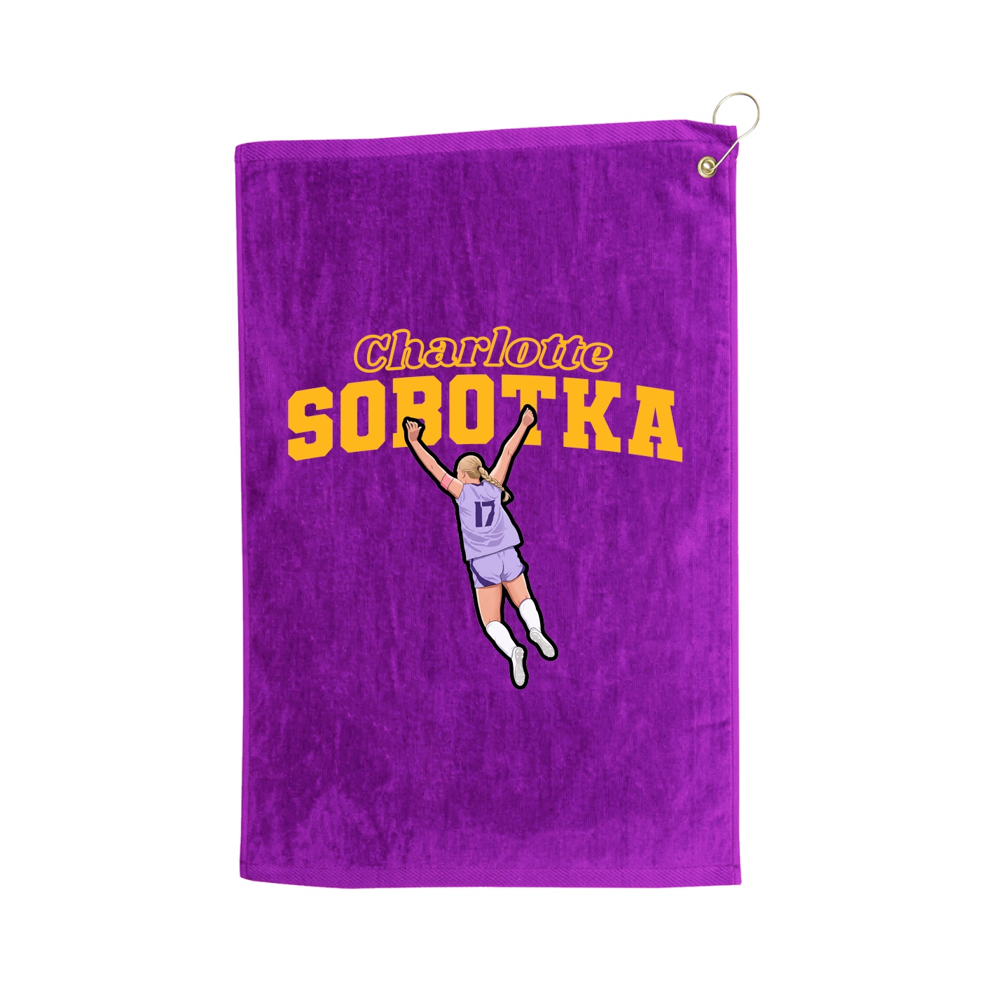 Golf Towel — Name Arch in Purple