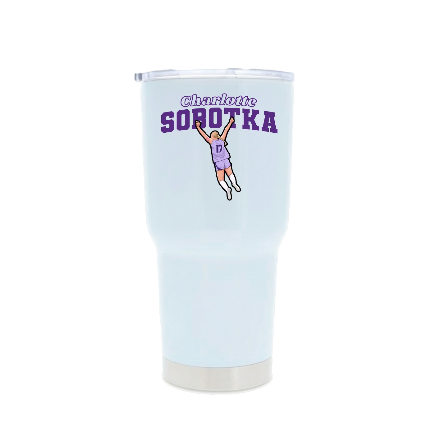 30oz Stainless Steel Tumbler — Name Arch in White