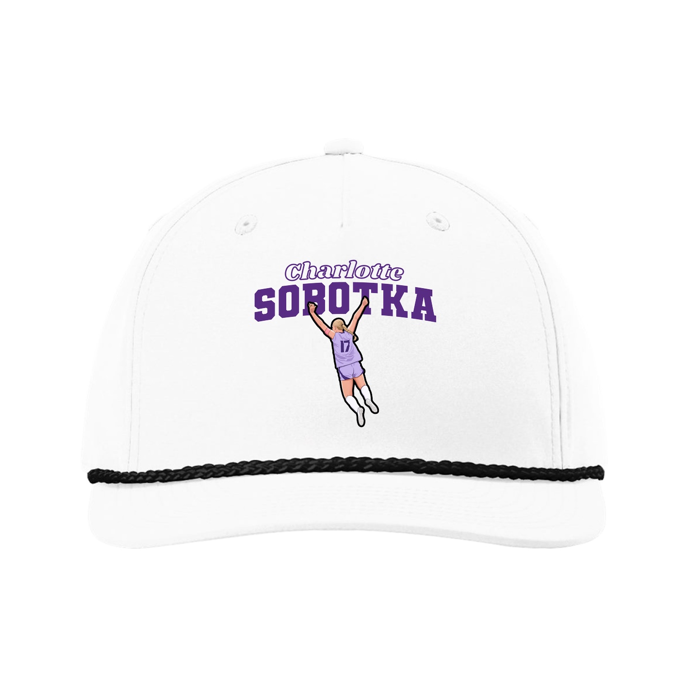 Five-Panel Classic Rope Cap — Name Arch in White