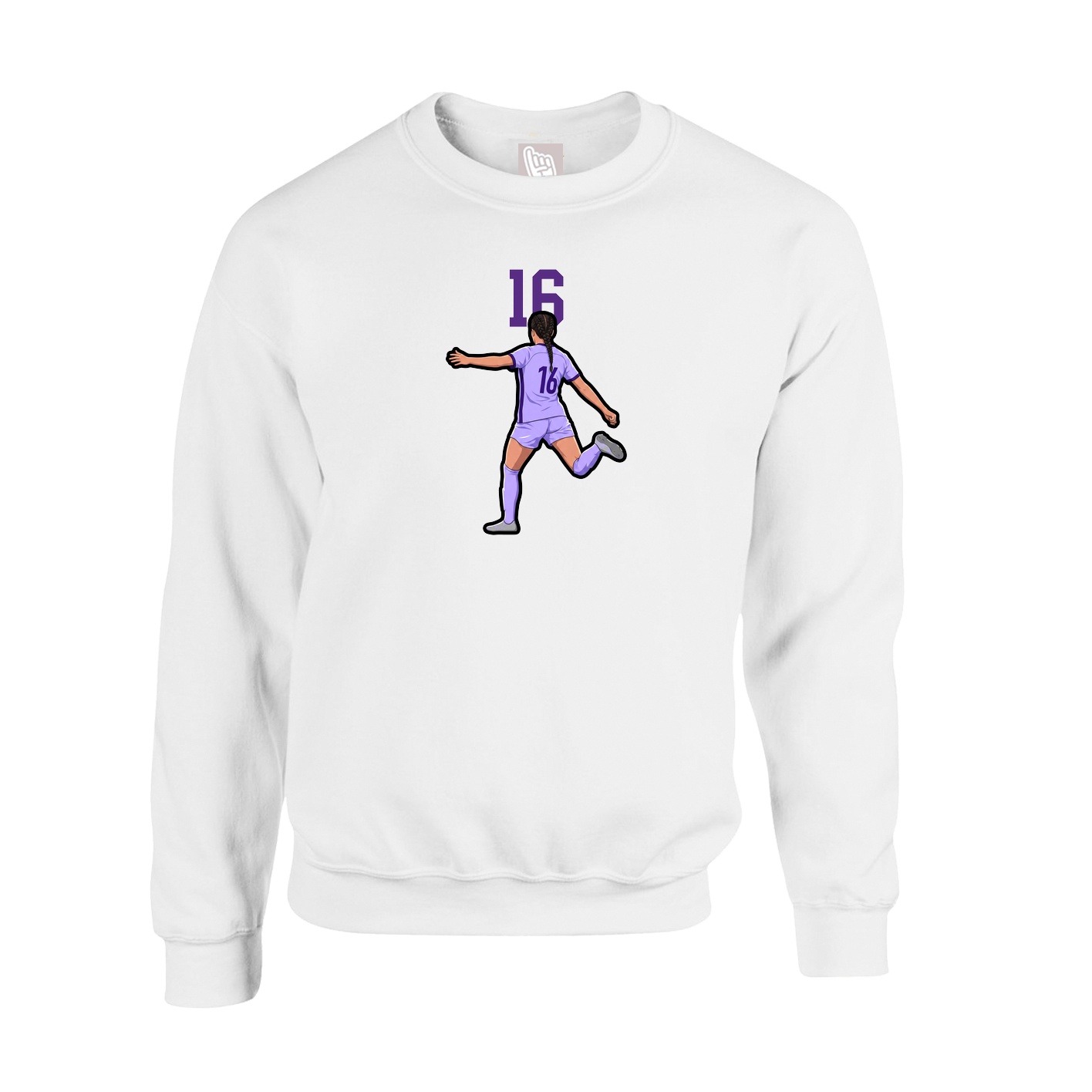 Fleece Crew — Number Top in White