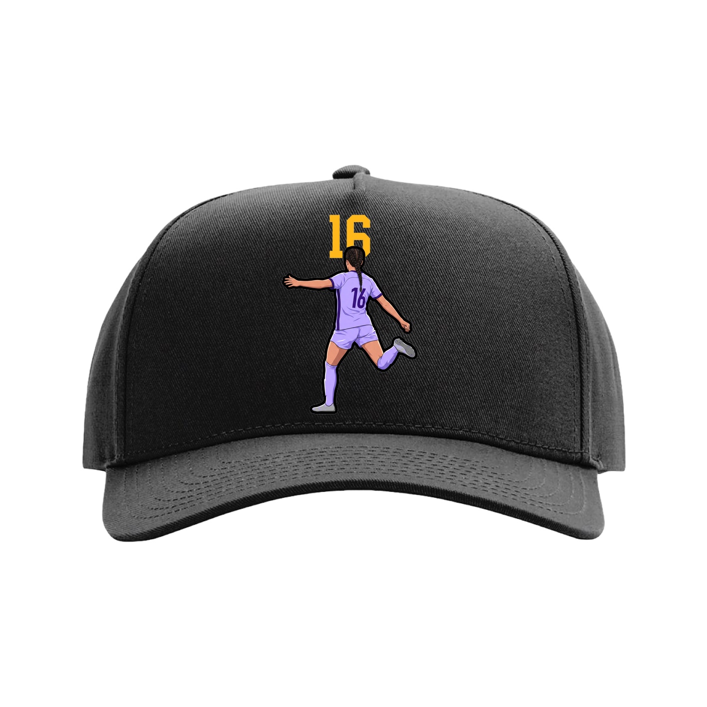 Full Fabric Five-Panel Champ Cap — Number Top in Black