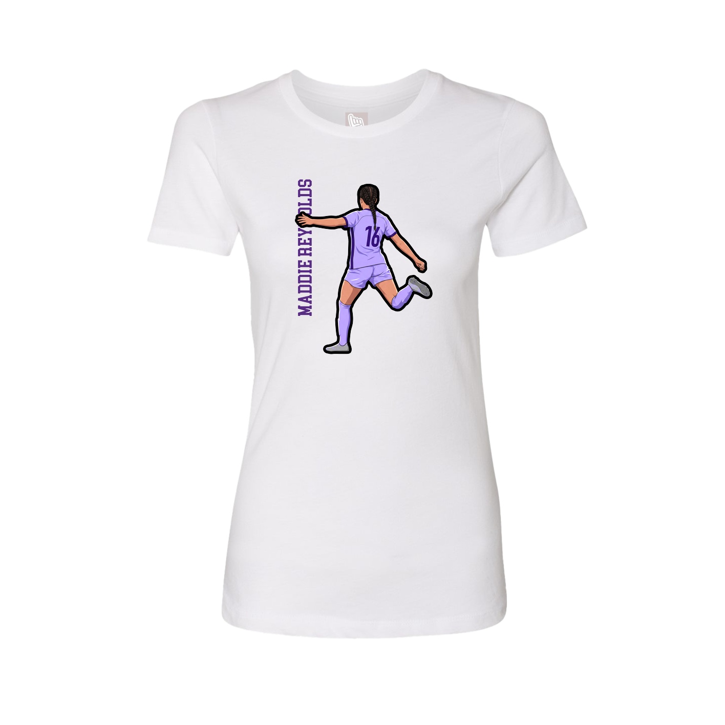 Fitted Women's Tee — Name Vertical in White