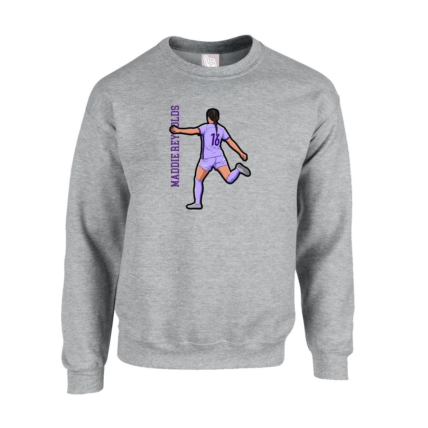 Fleece Crew — Name Vertical in Grey