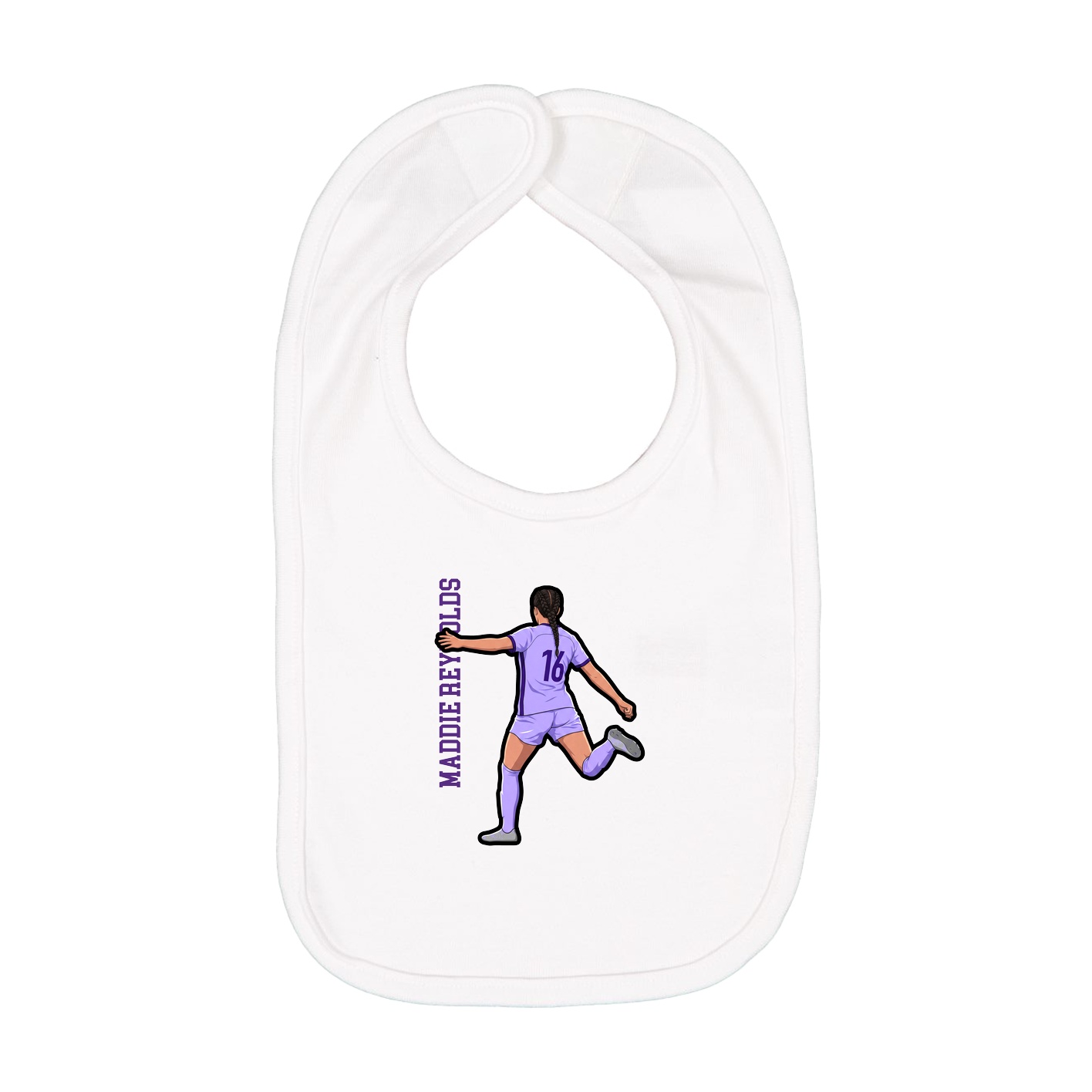 Infant Bib — Name Vertical in White
