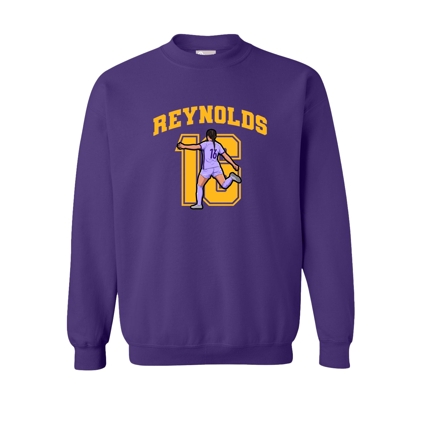 Fleece Crew — Number in Purple