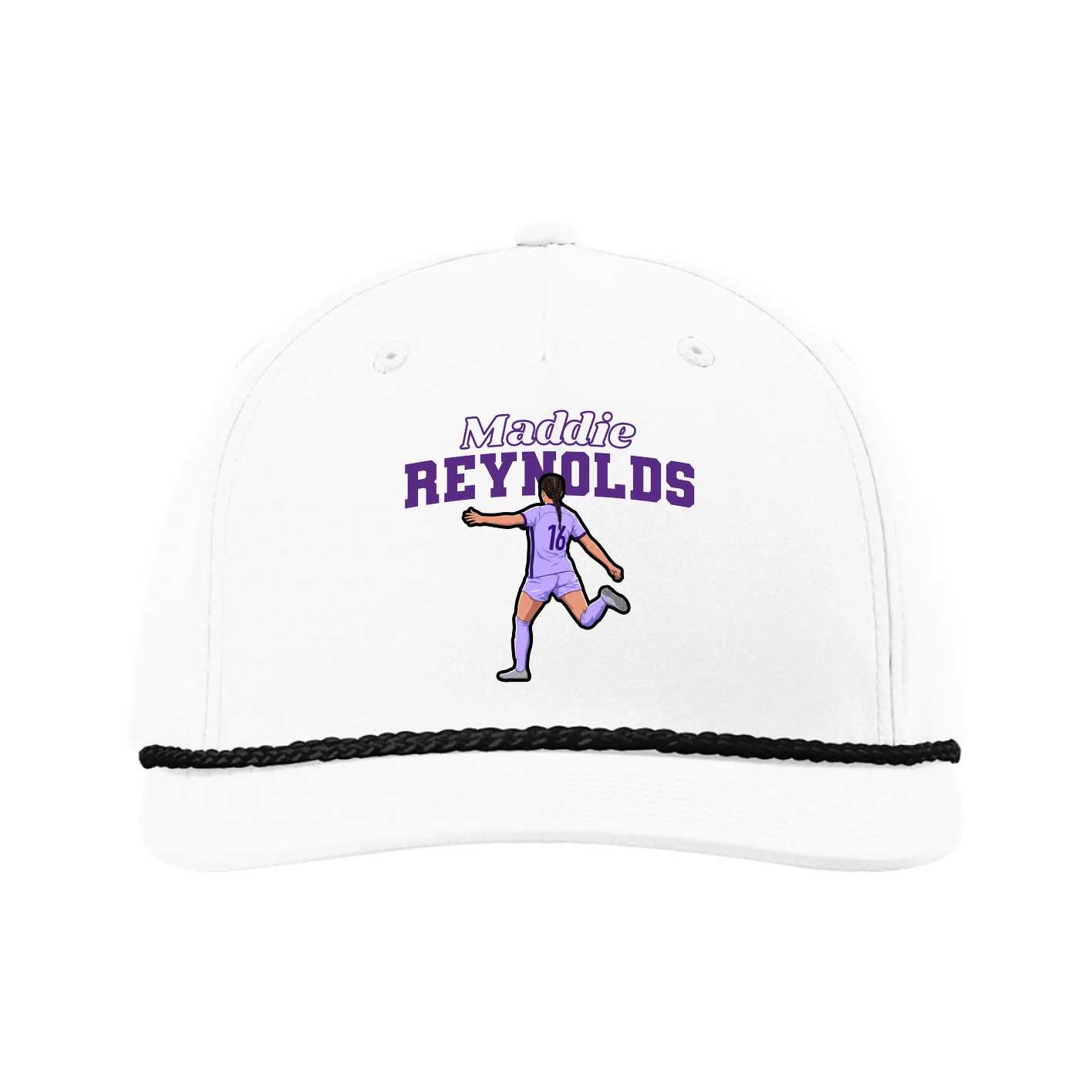 Five-Panel Classic Rope Cap — Name Arch in White