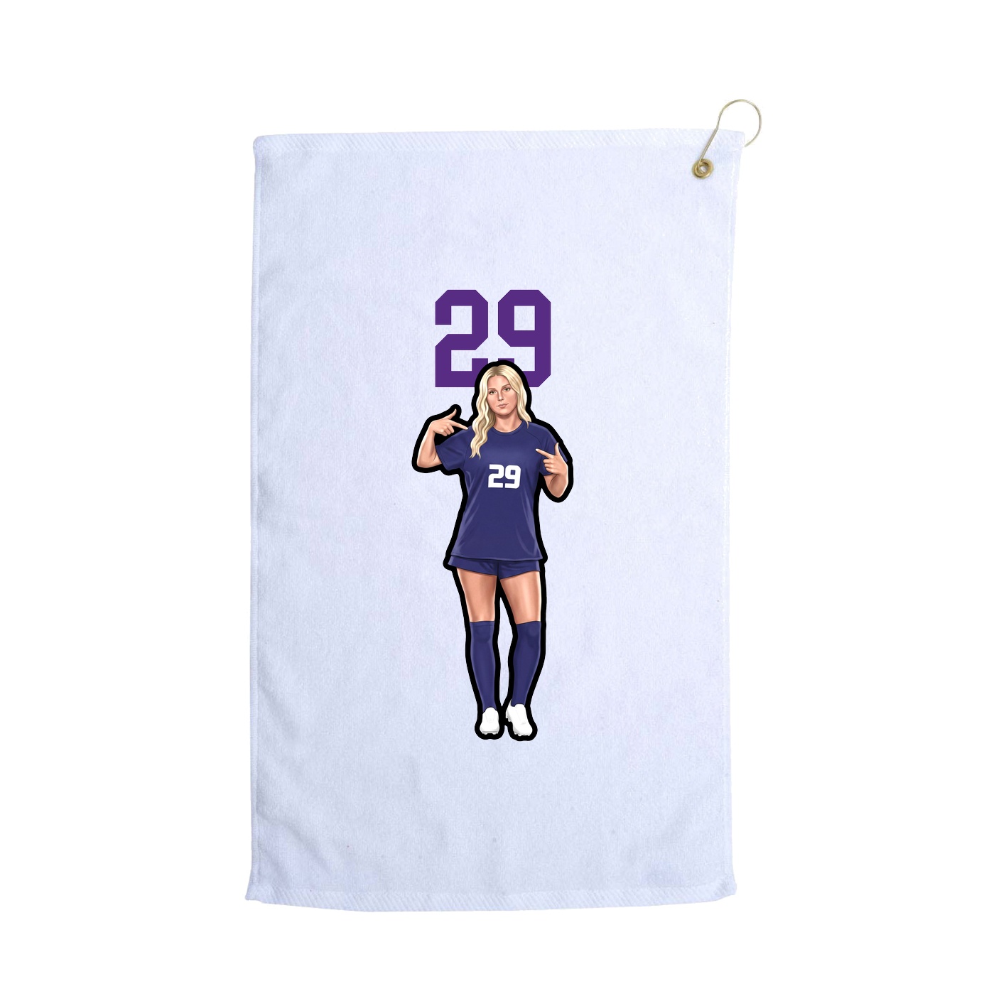 Golf Towel — Number Top in White