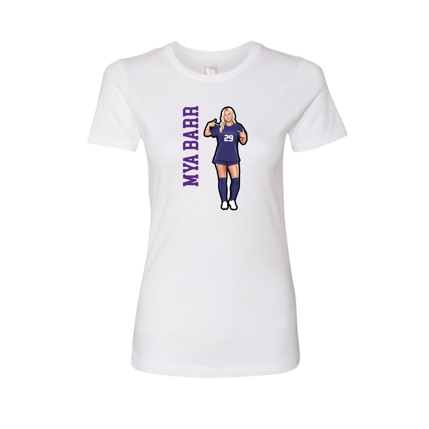 Fitted Women's Tee — Name Vertical in White