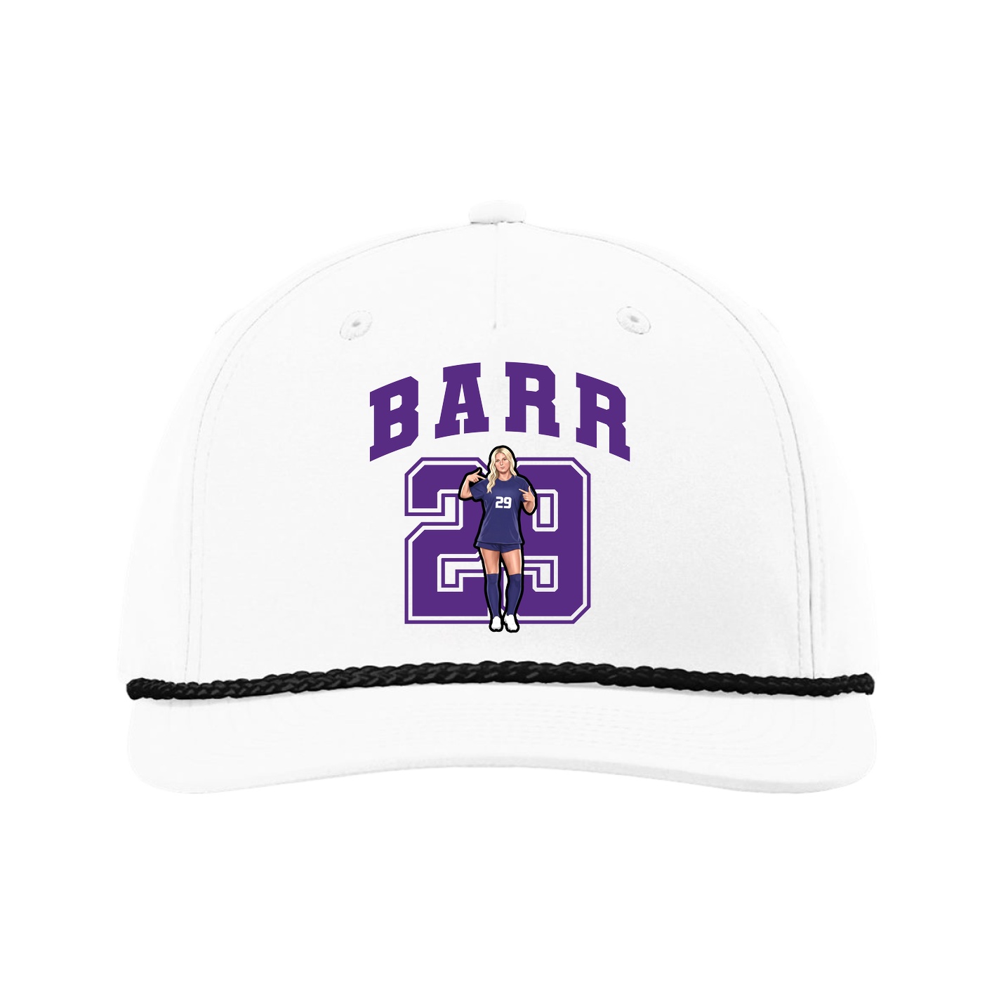 Five-Panel Classic Rope Cap — Number in White