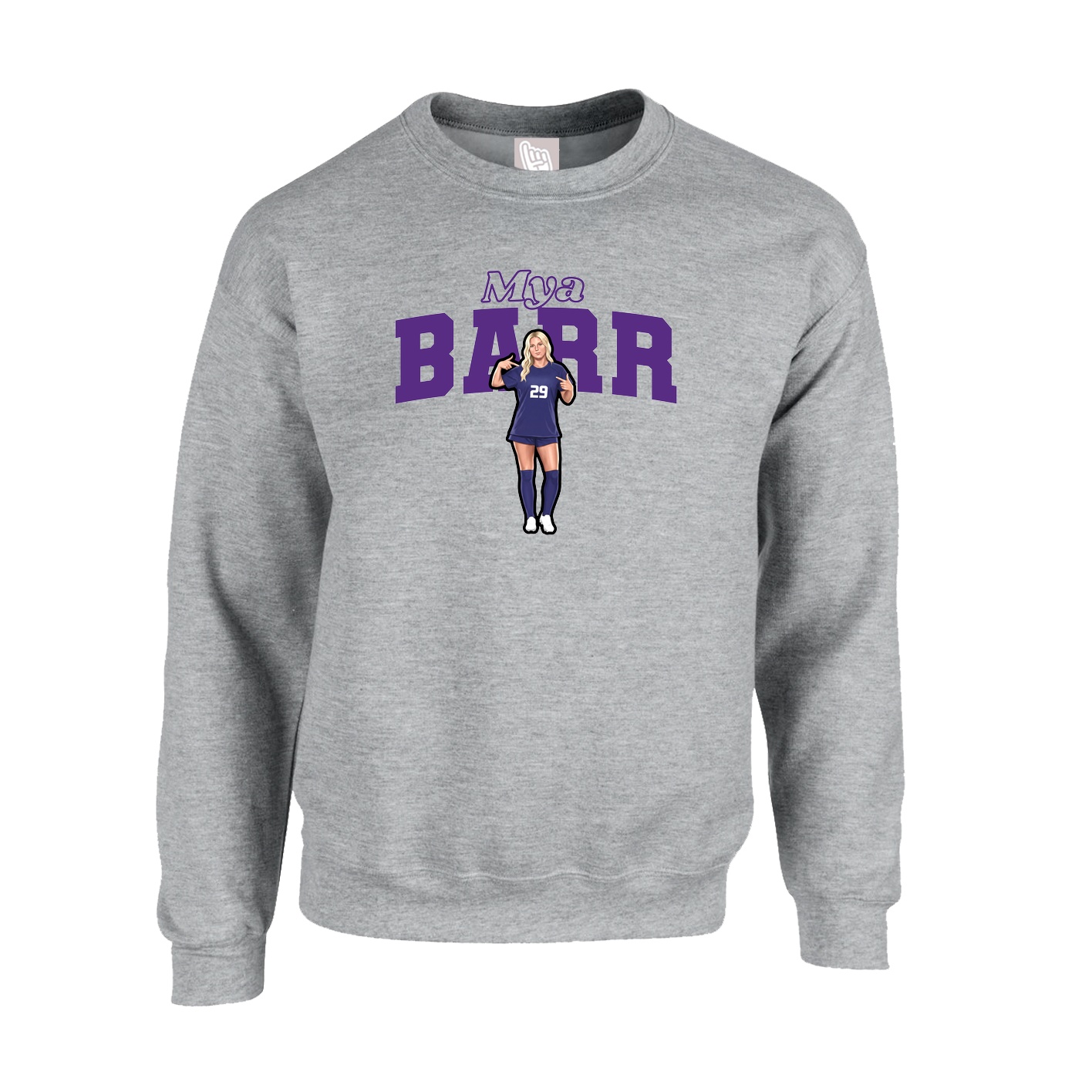 Fleece Crew — Name Arch in Grey