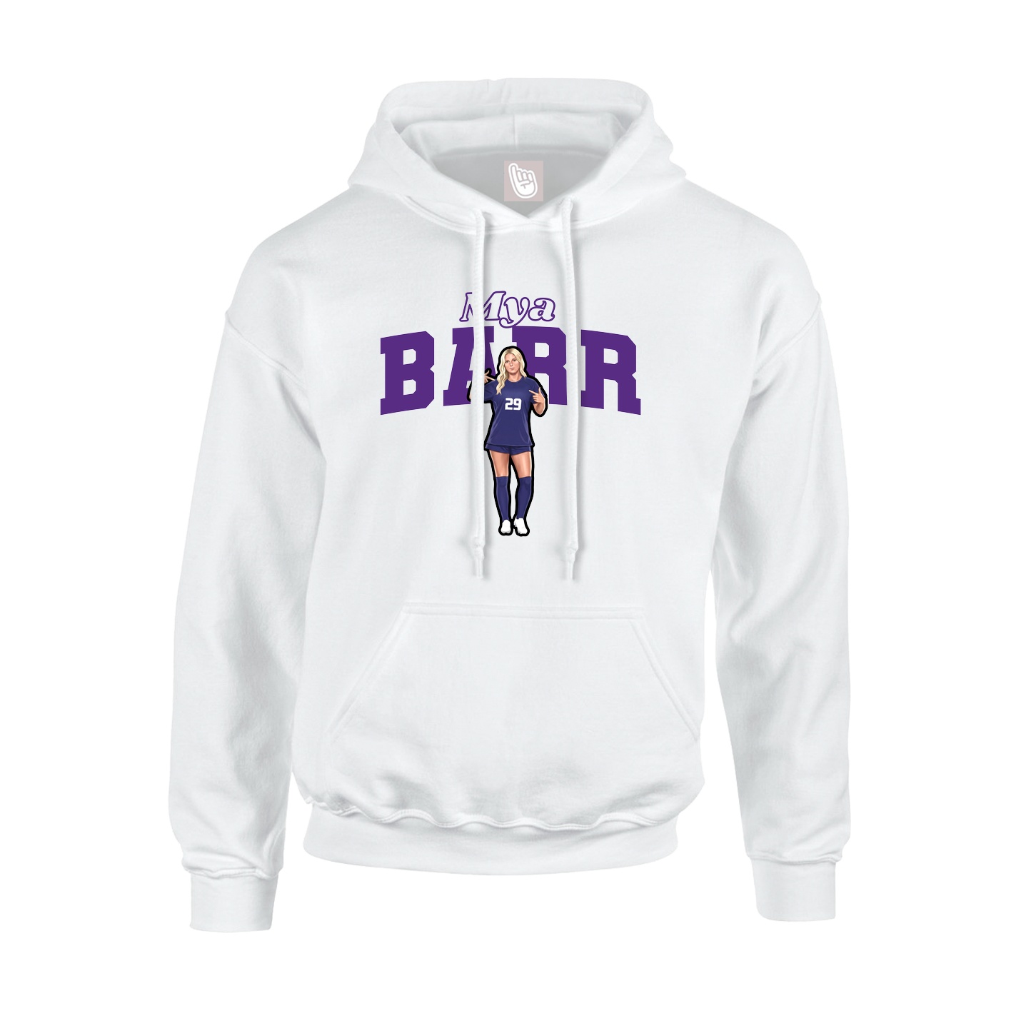 Youth Hoodie — Name Arch in White