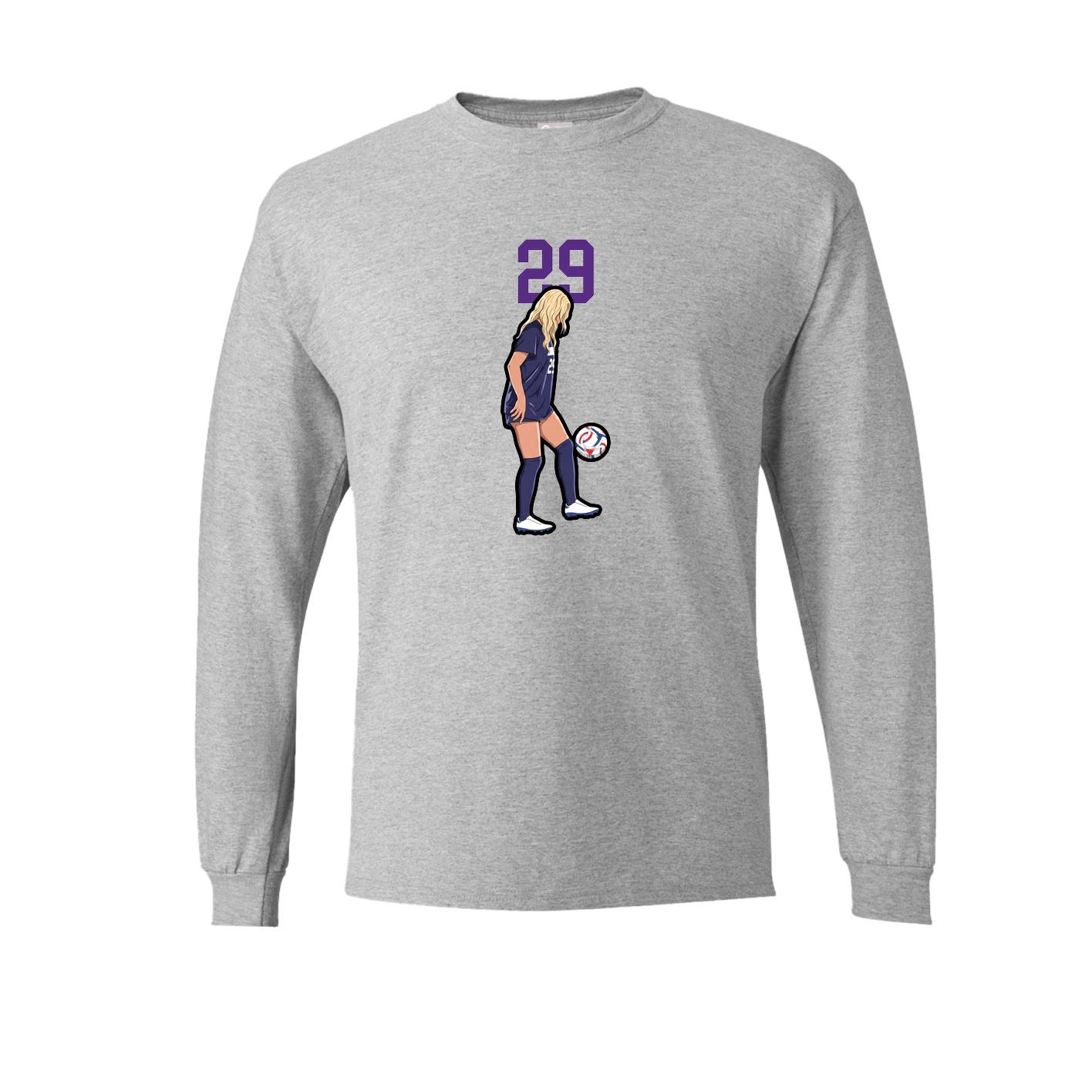 Long Sleeve Tee — Number Top in Grey