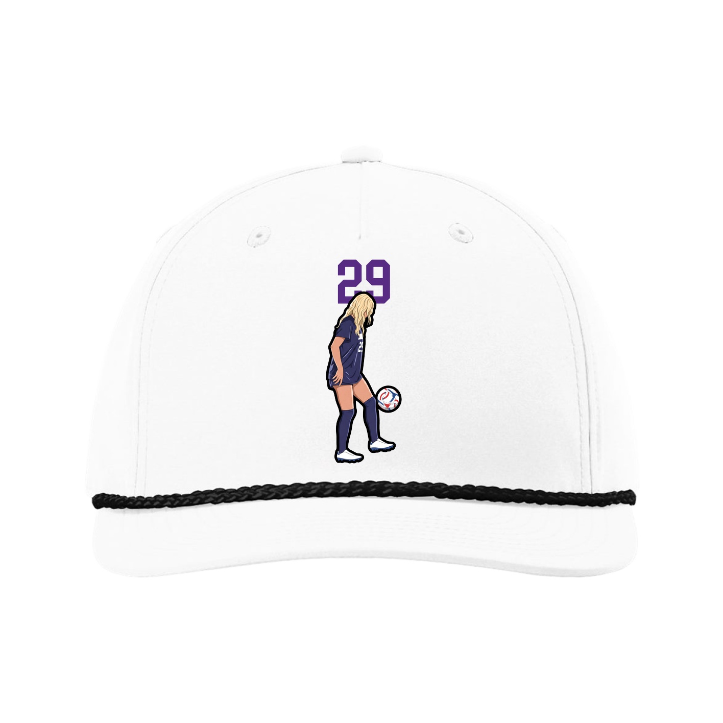 Five-Panel Classic Rope Cap — Number Top in White