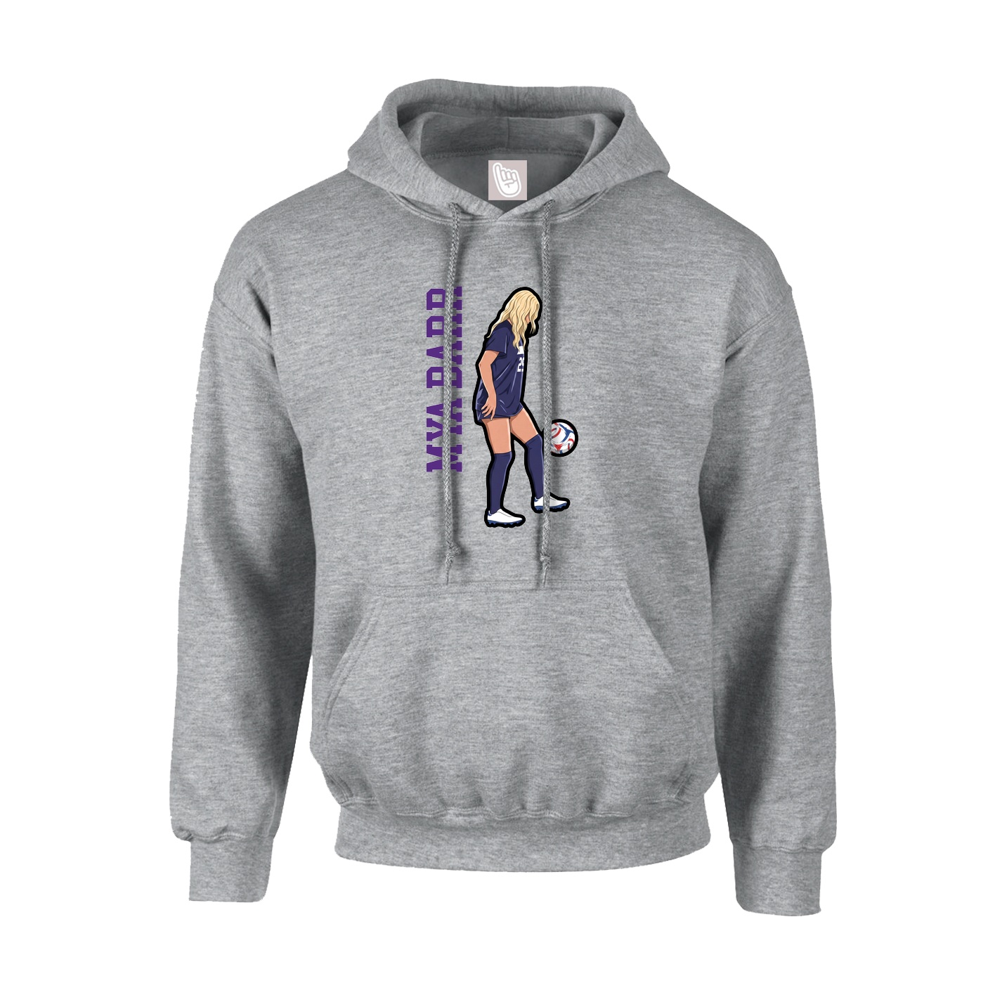 Hoodie — Name Vertical in Grey