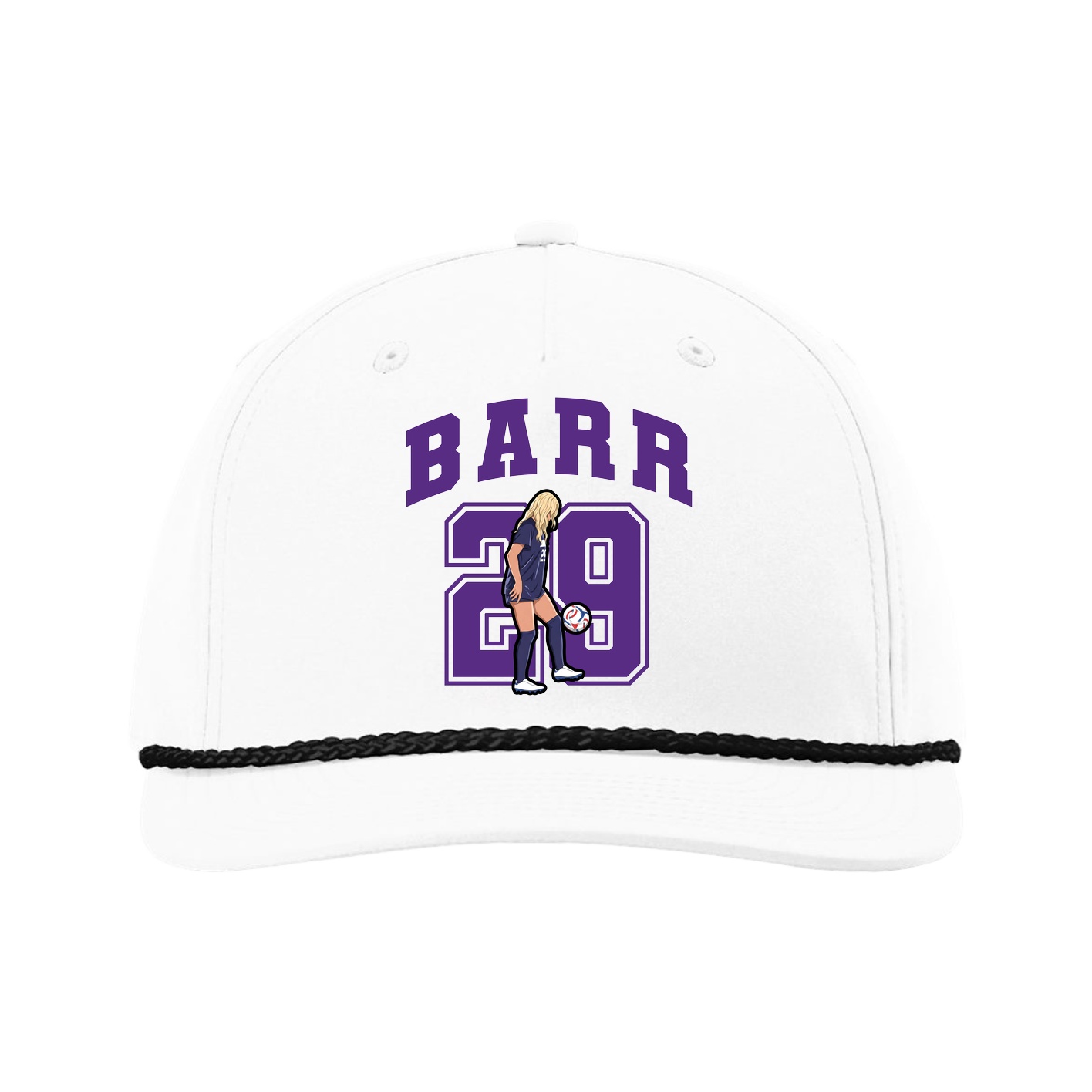 Five-Panel Classic Rope Cap — Number in White
