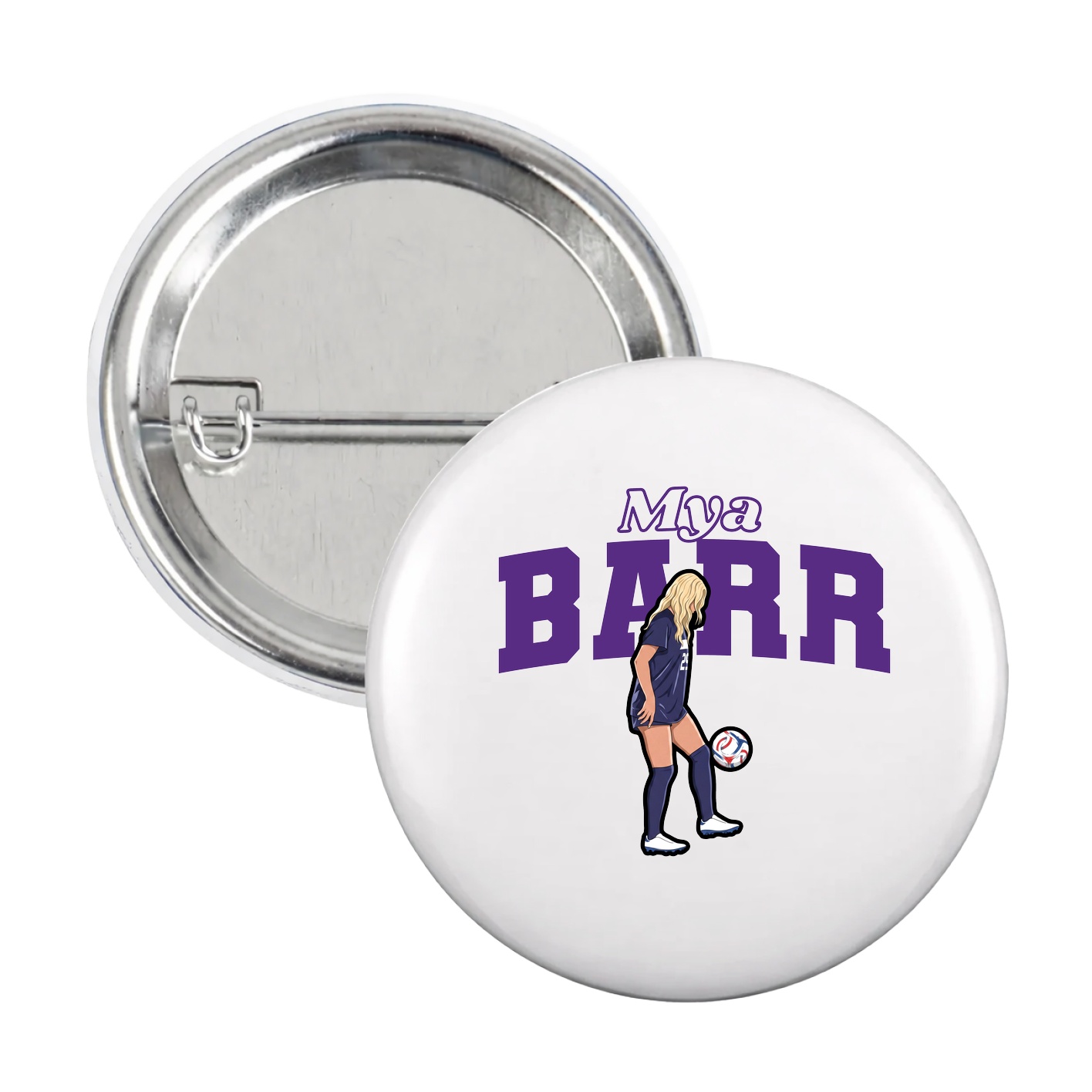 Game Day Button — Name Arch in White