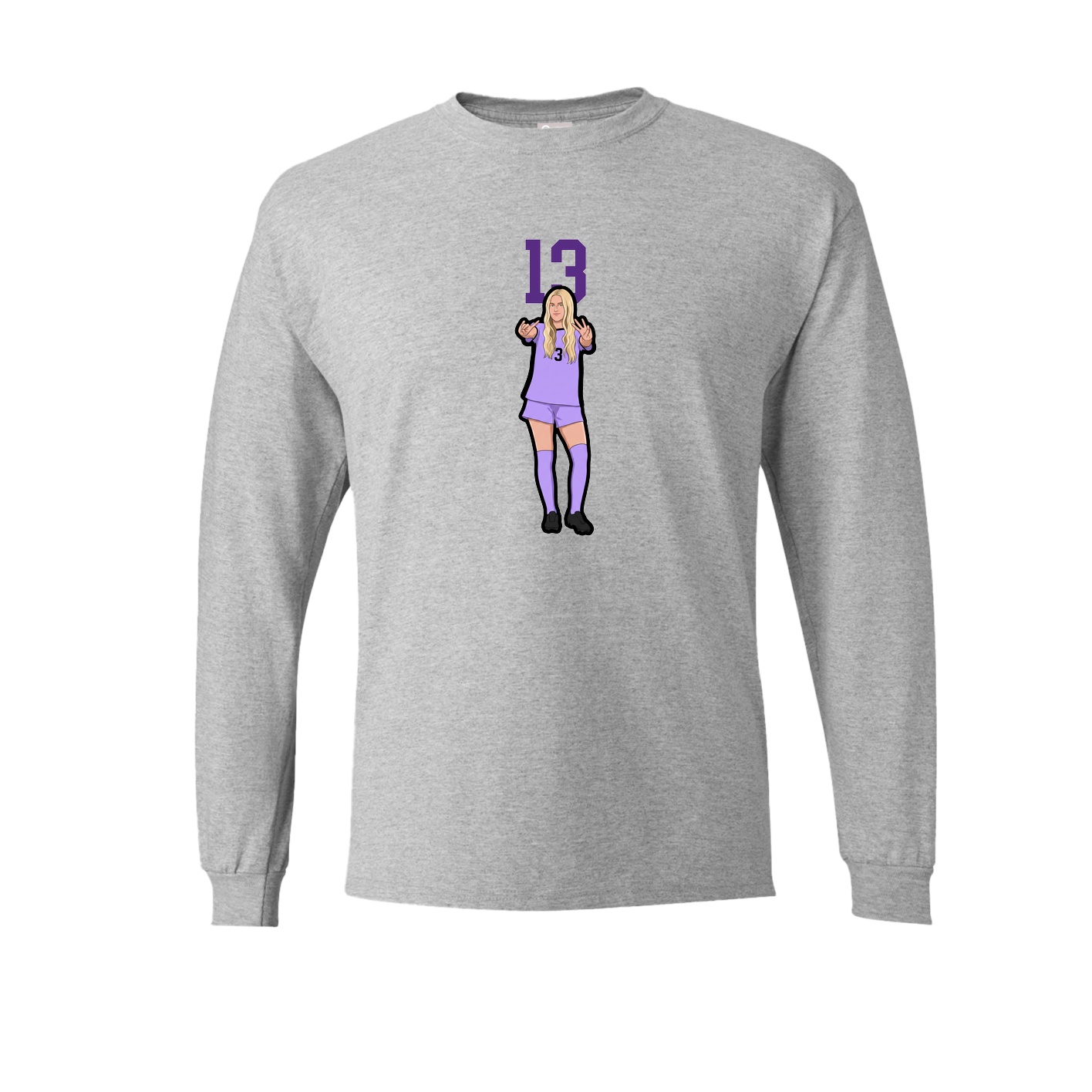 Long Sleeve Tee — Number Top in Grey