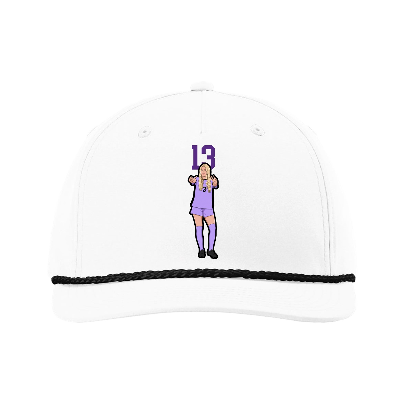 Five-Panel Classic Rope Cap — Number Top in White