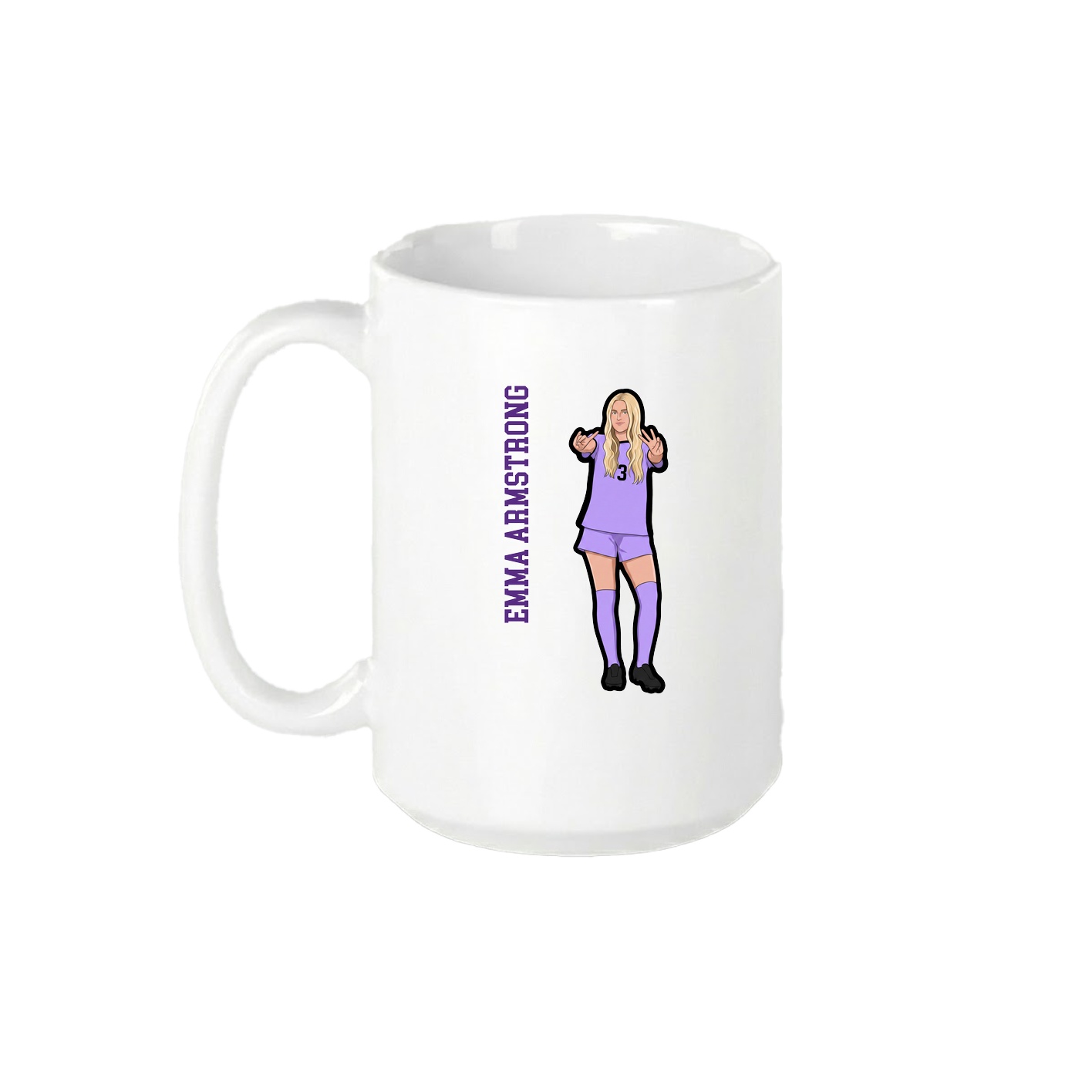 15oz Coffee Mug — Name Vertical in White