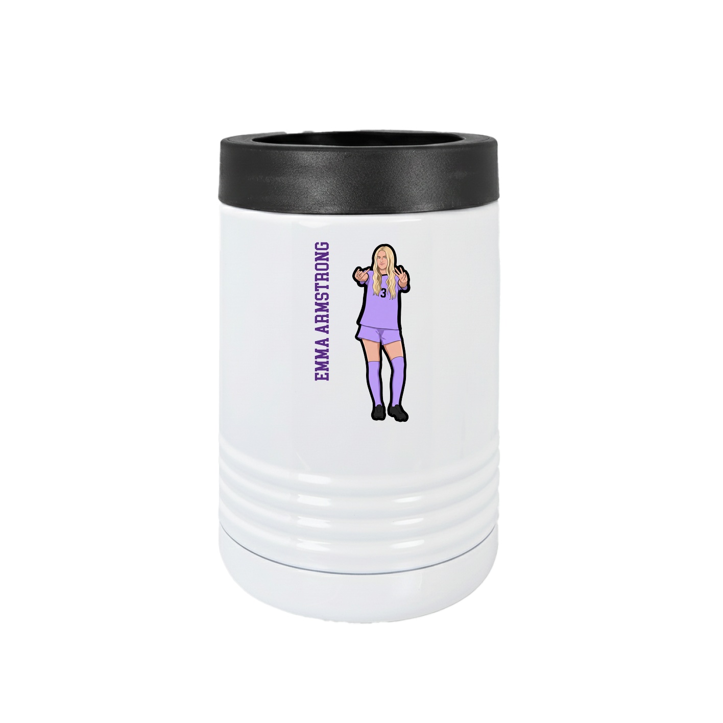 Beverage Holder — Name Vertical in White
