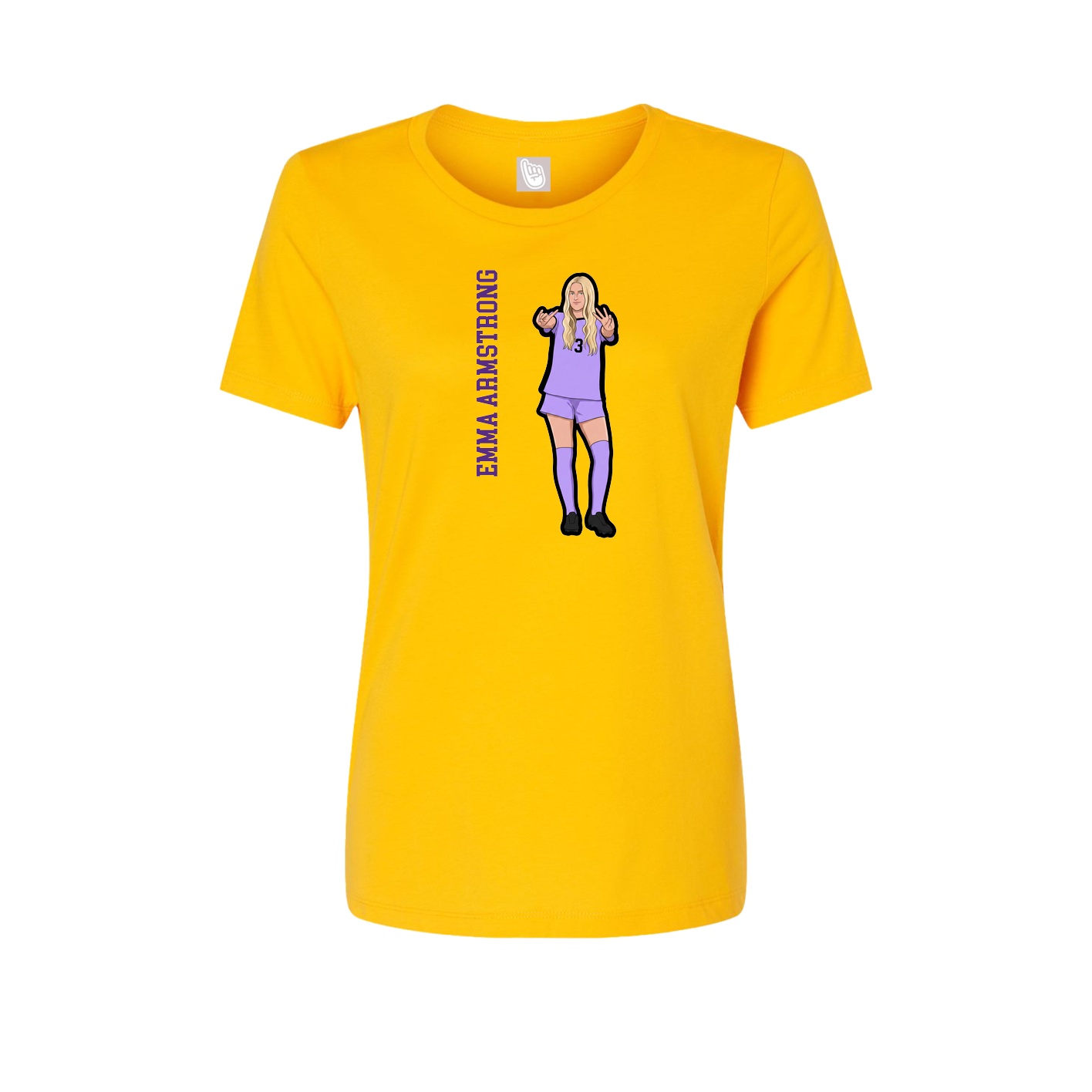 Fitted Women's Tee — Name Vertical in Gold