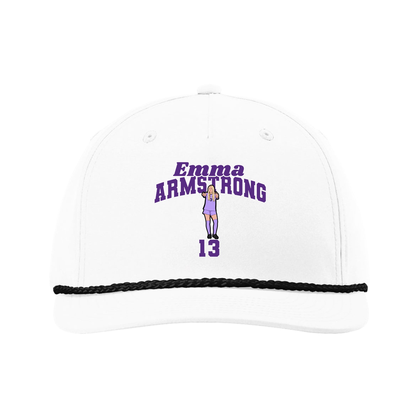 Five-Panel Classic Rope Cap — Signature Arch in White