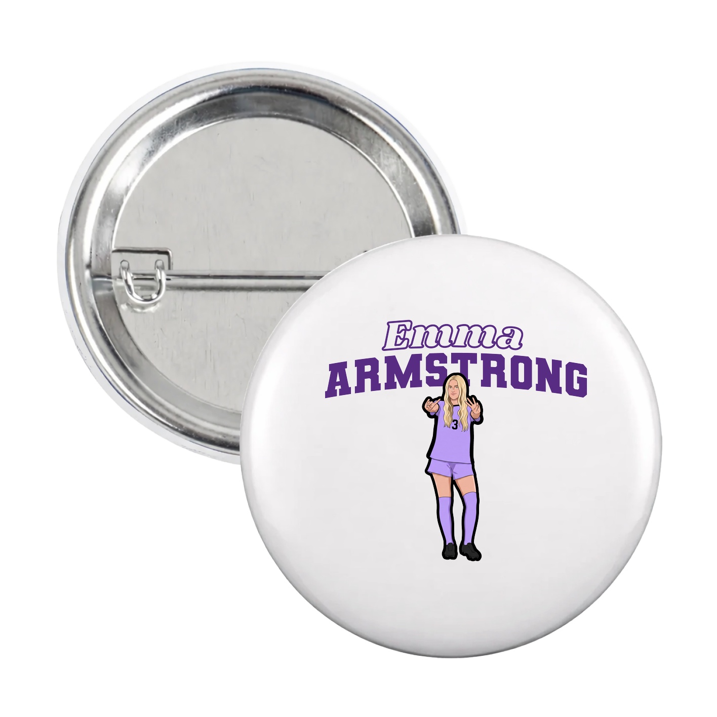 Game Day Button — Name Arch in White
